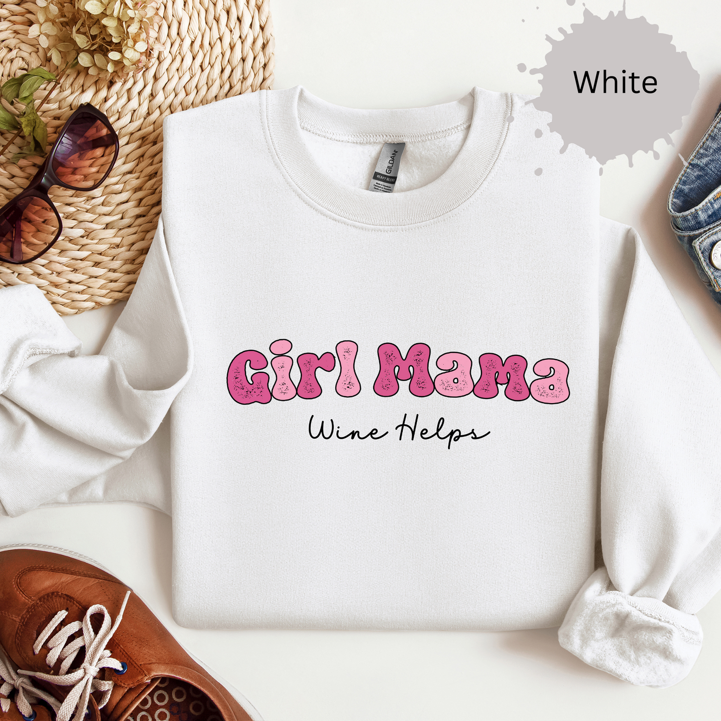 Girl Mama Wine Helps Crewneck Sweatshirt