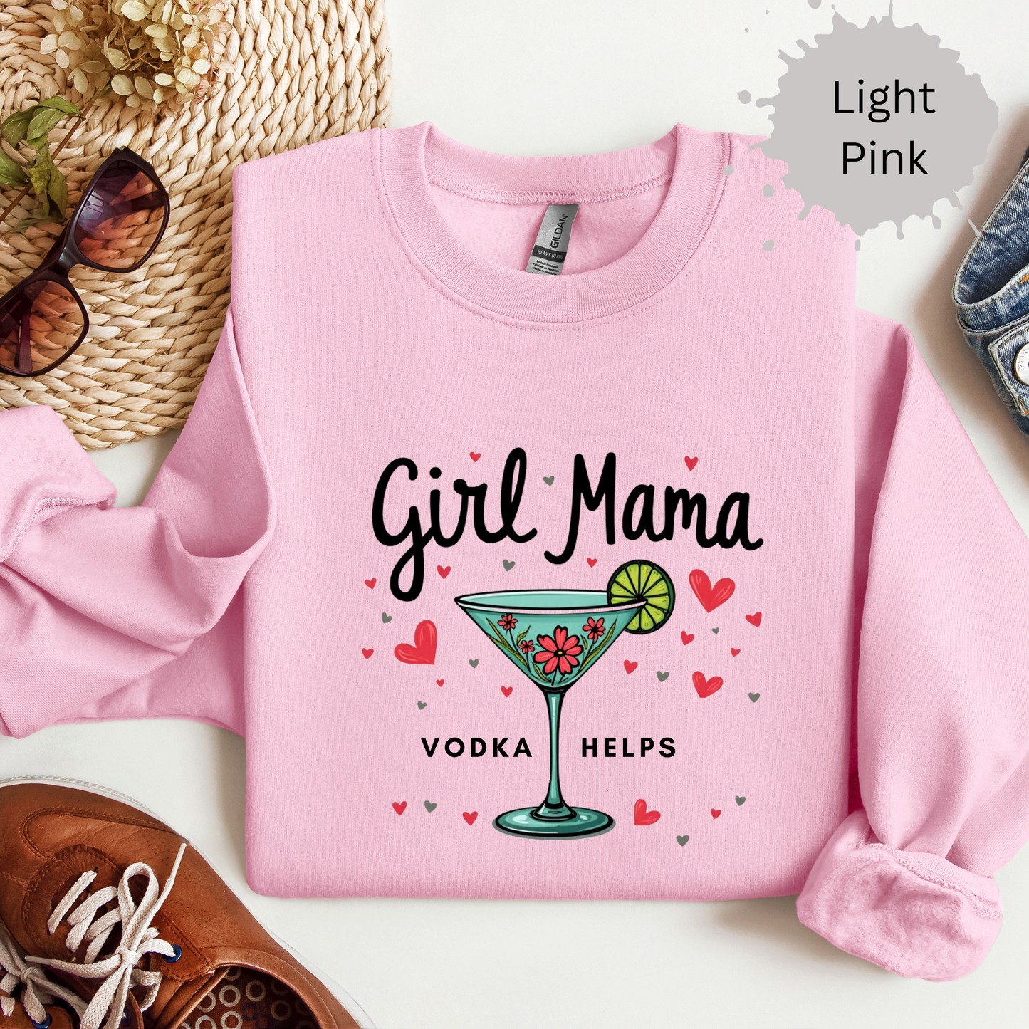 Girl Mama Loves Vodka Crewneck Sweatshirt