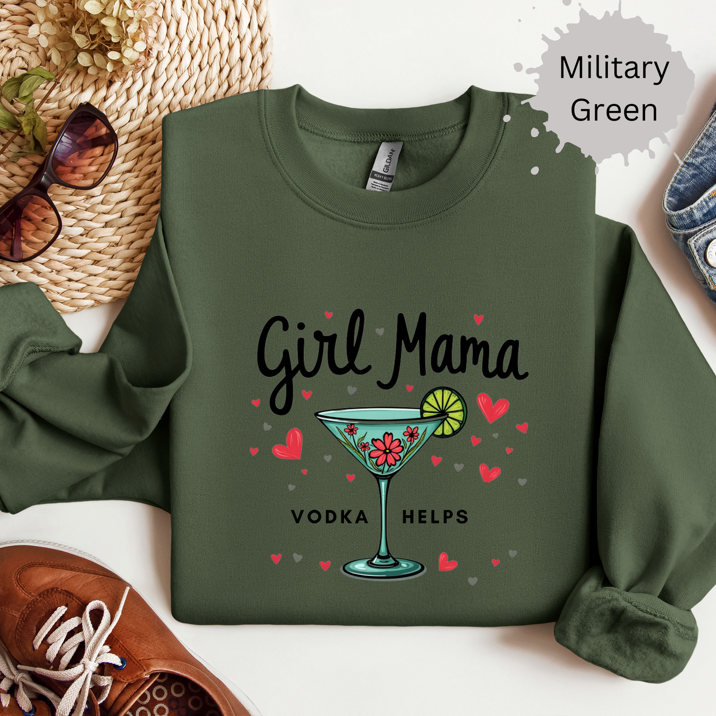 Girl Mama Loves Vodka Crewneck Sweatshirt
