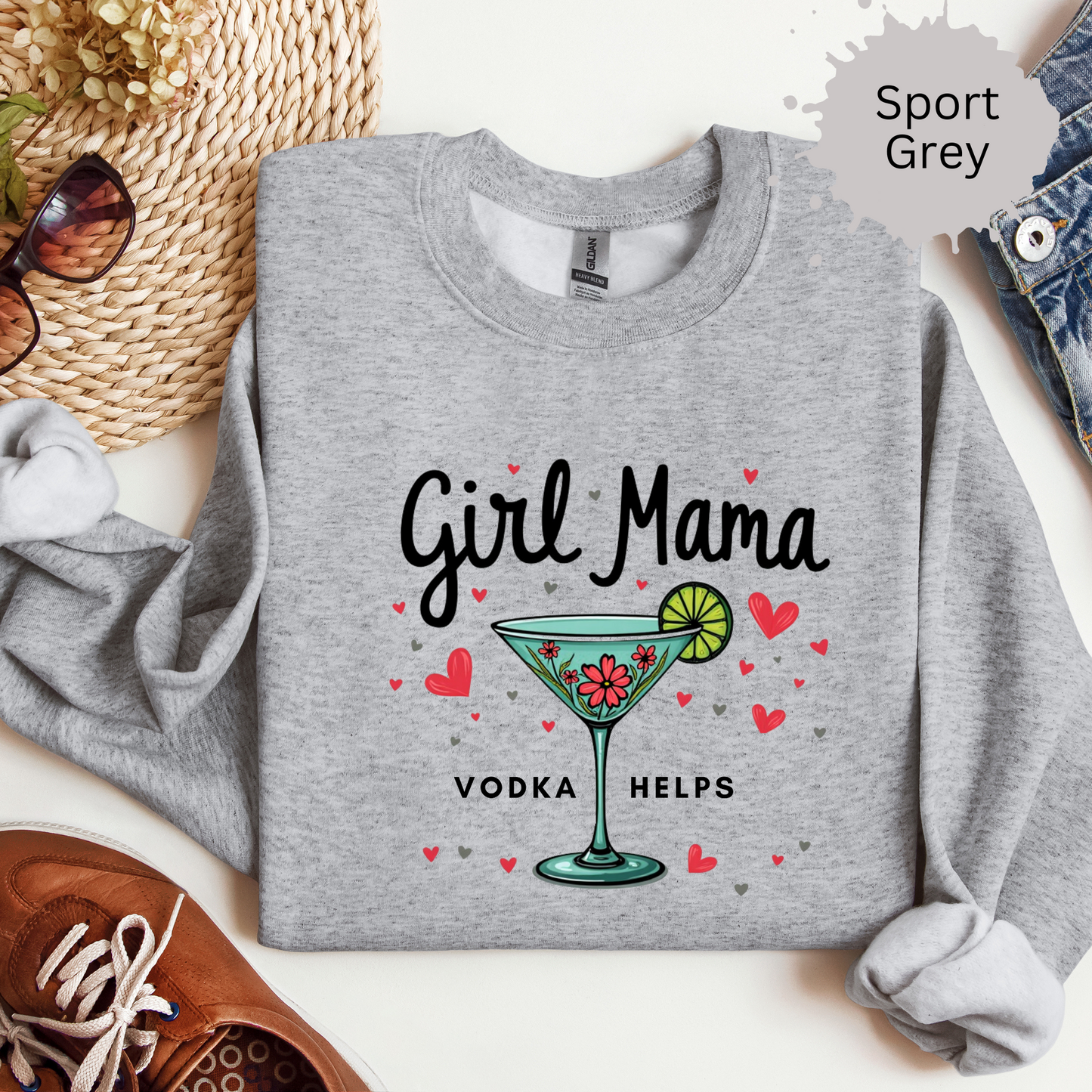 Girl Mama Loves Vodka Crewneck Sweatshirt