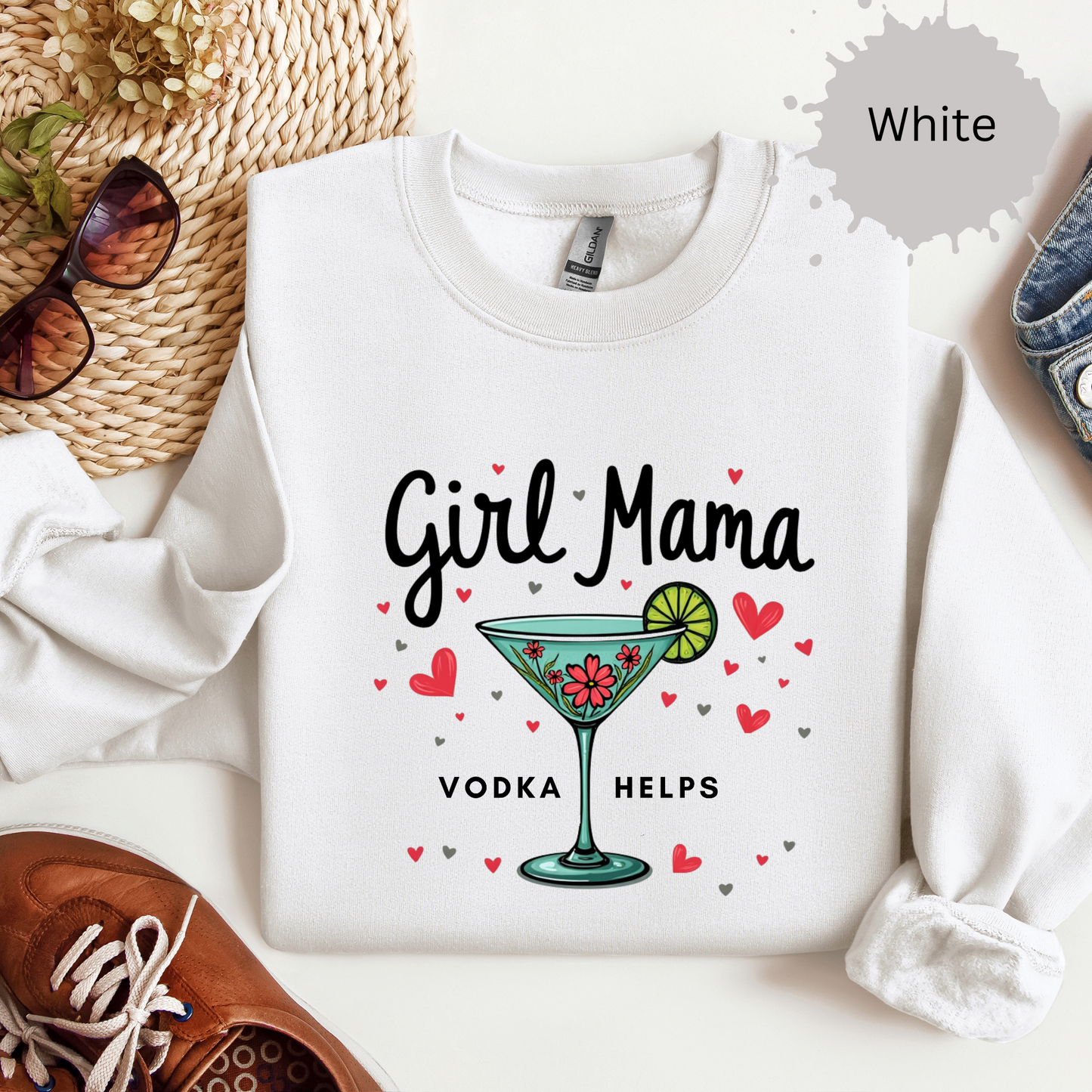 Girl Mama Loves Vodka Crewneck Sweatshirt