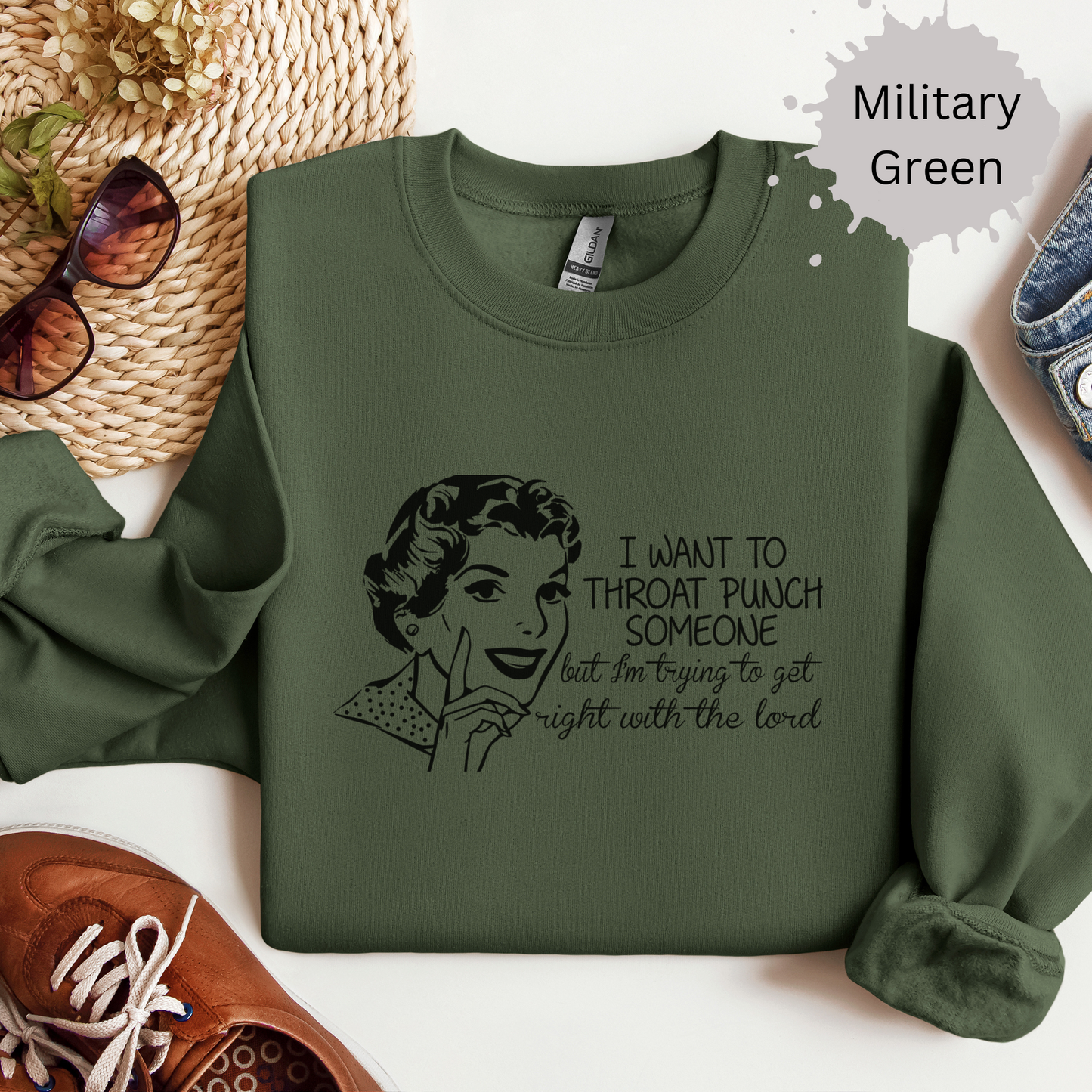 Praying Not Punching Today Crewneck Sweatshirt