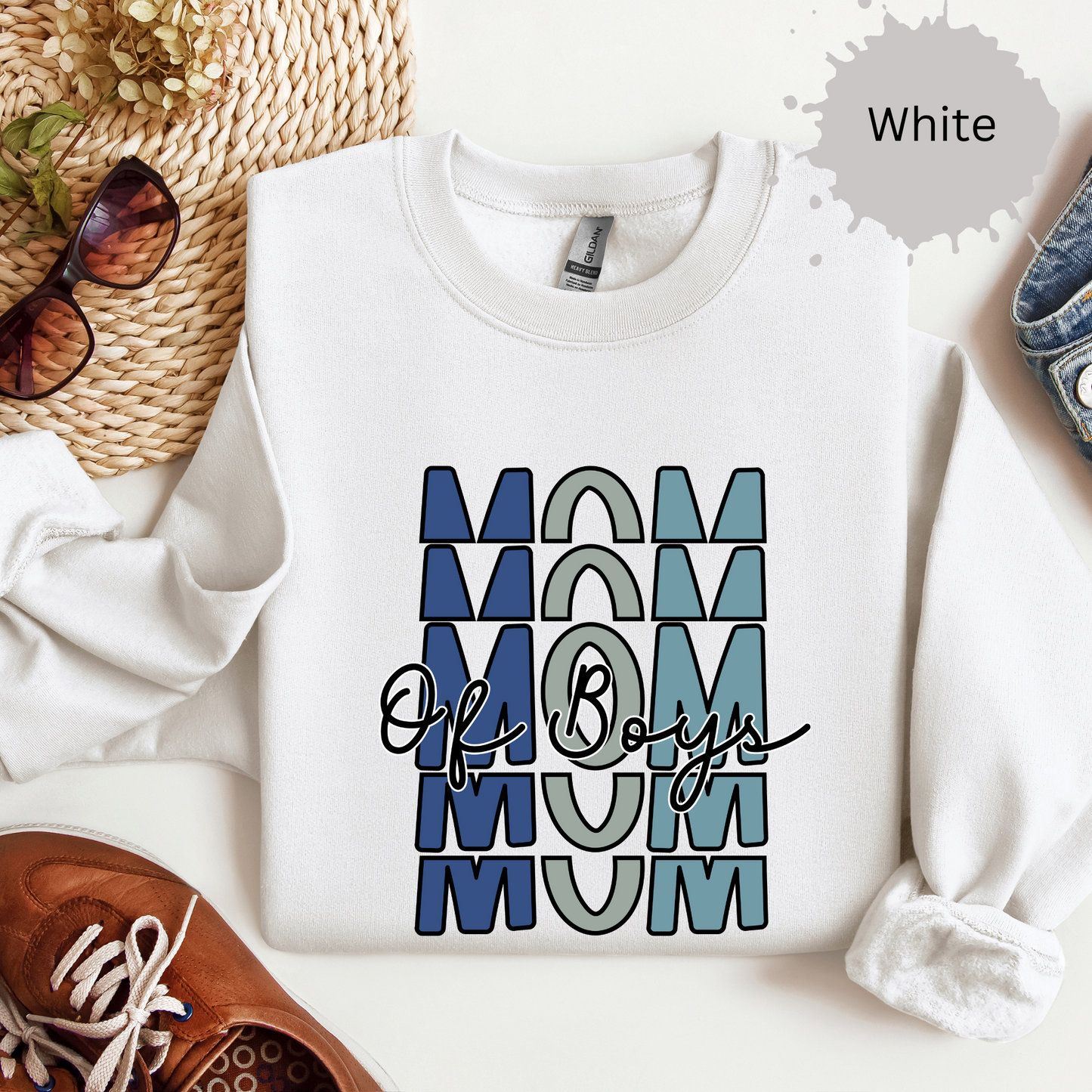 Mom of Boys on Repeat Crewneck Sweatshirt