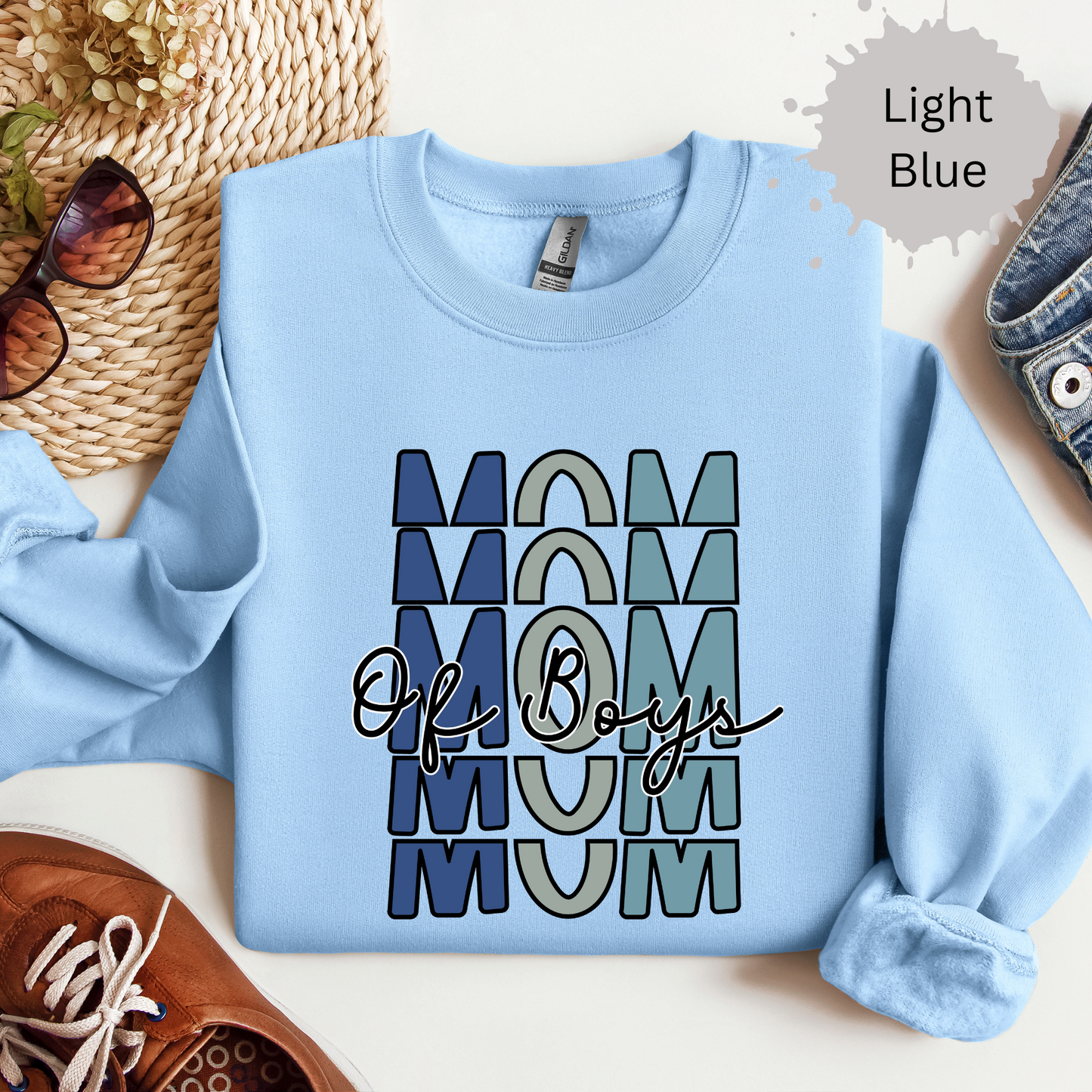 Mom of Boys on Repeat Crewneck Sweatshirt