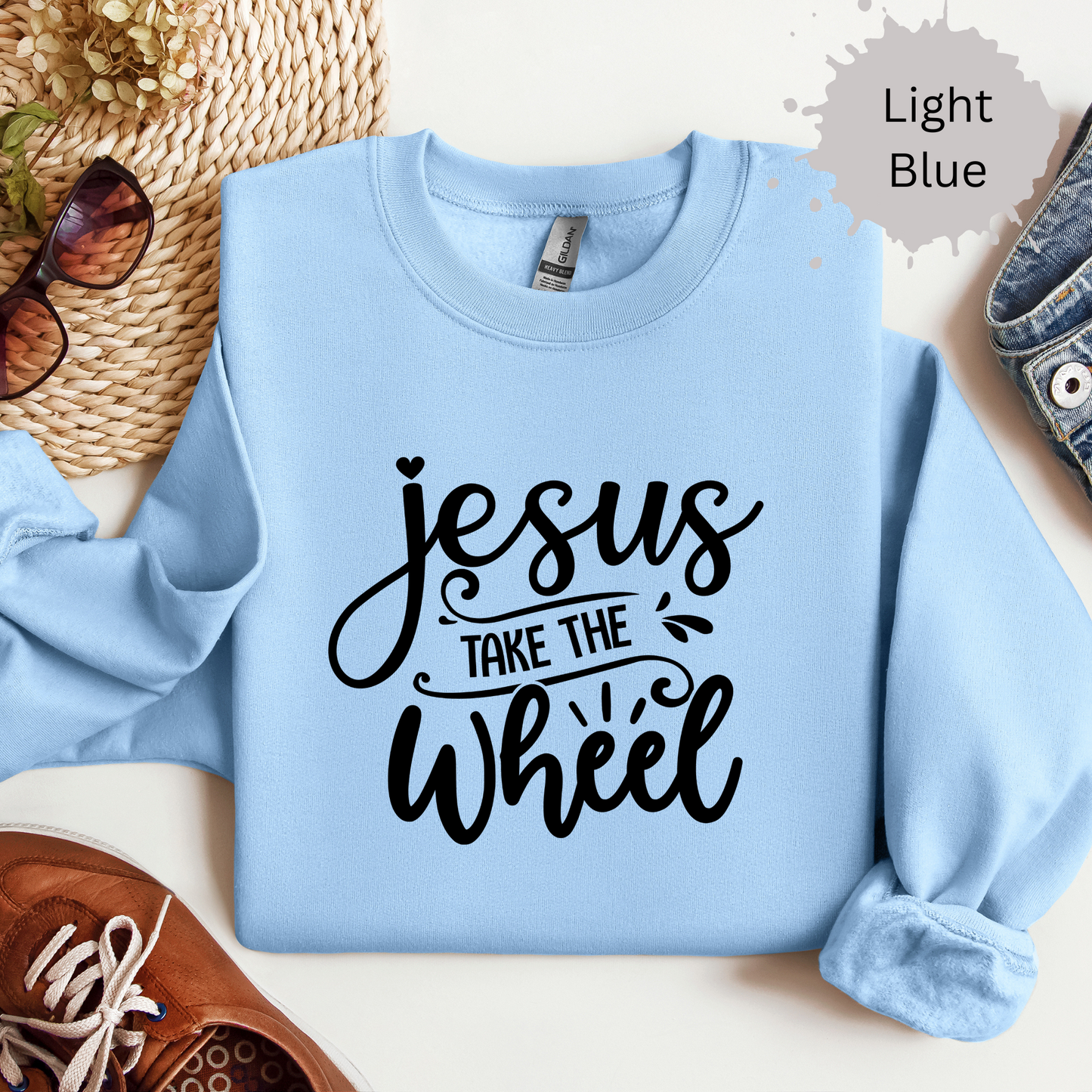 Jesus Take the Wheel Crewneck Sweatshirt