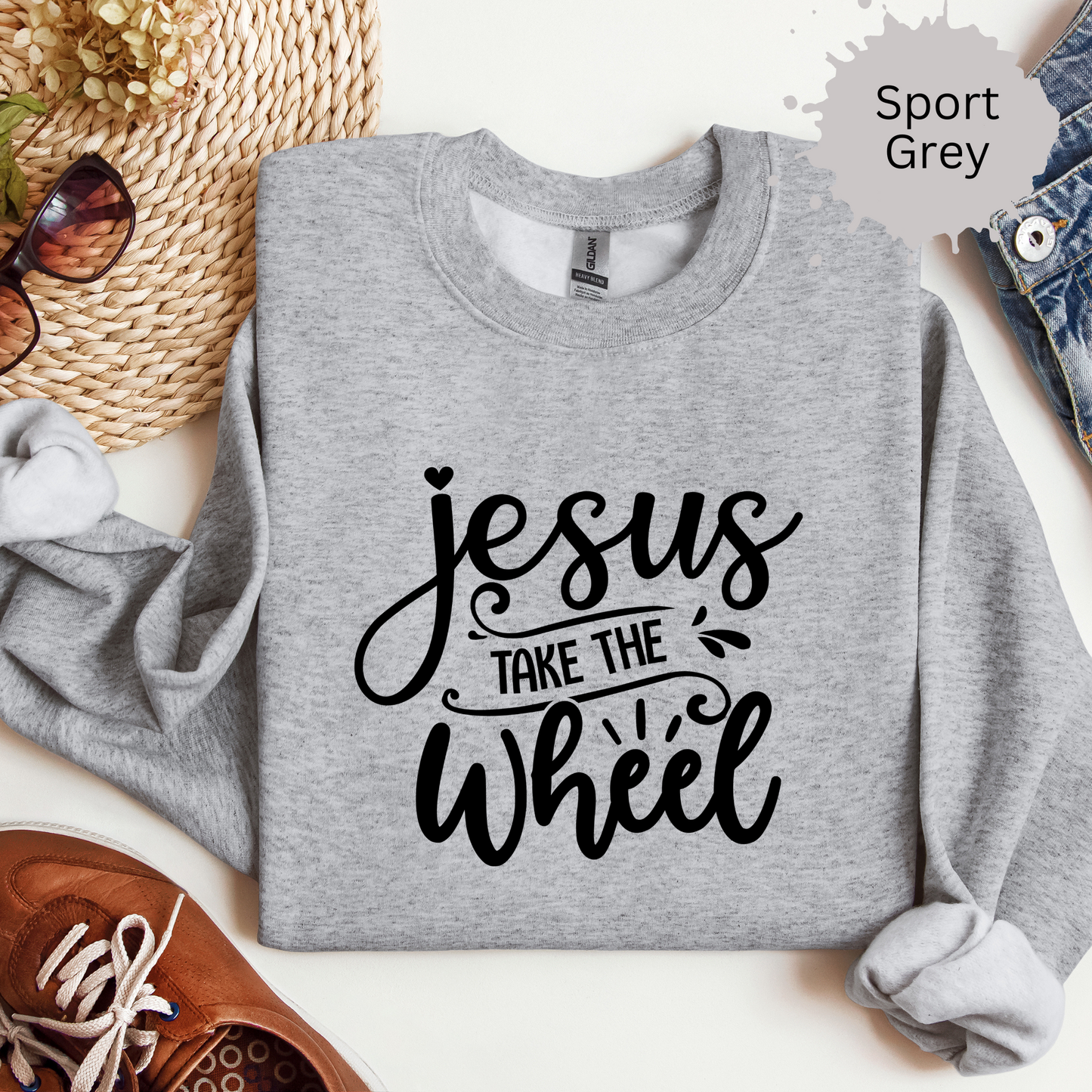 Jesus Take the Wheel Crewneck Sweatshirt