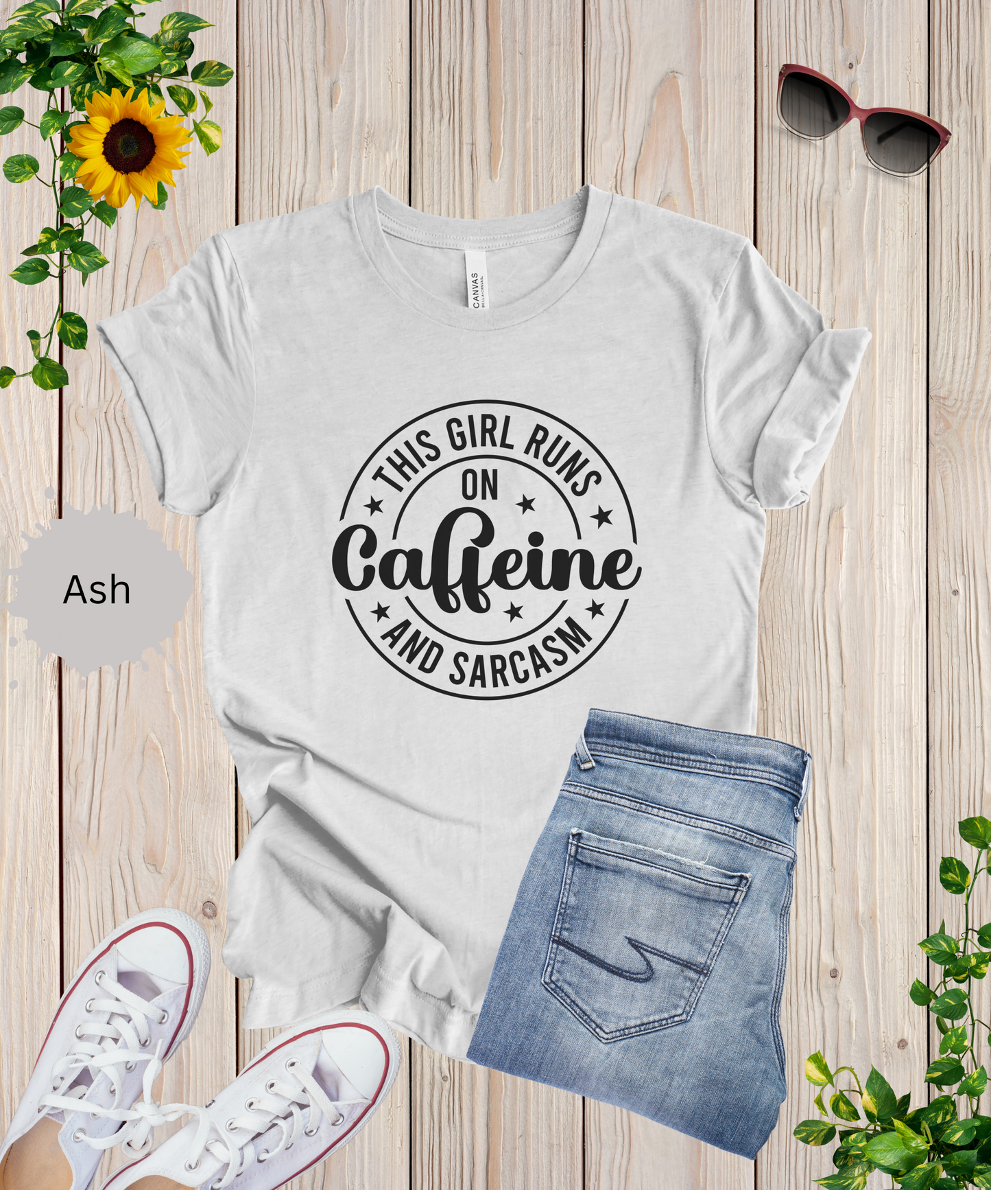 Running on Caffeine and Sarcasm T-Shirt