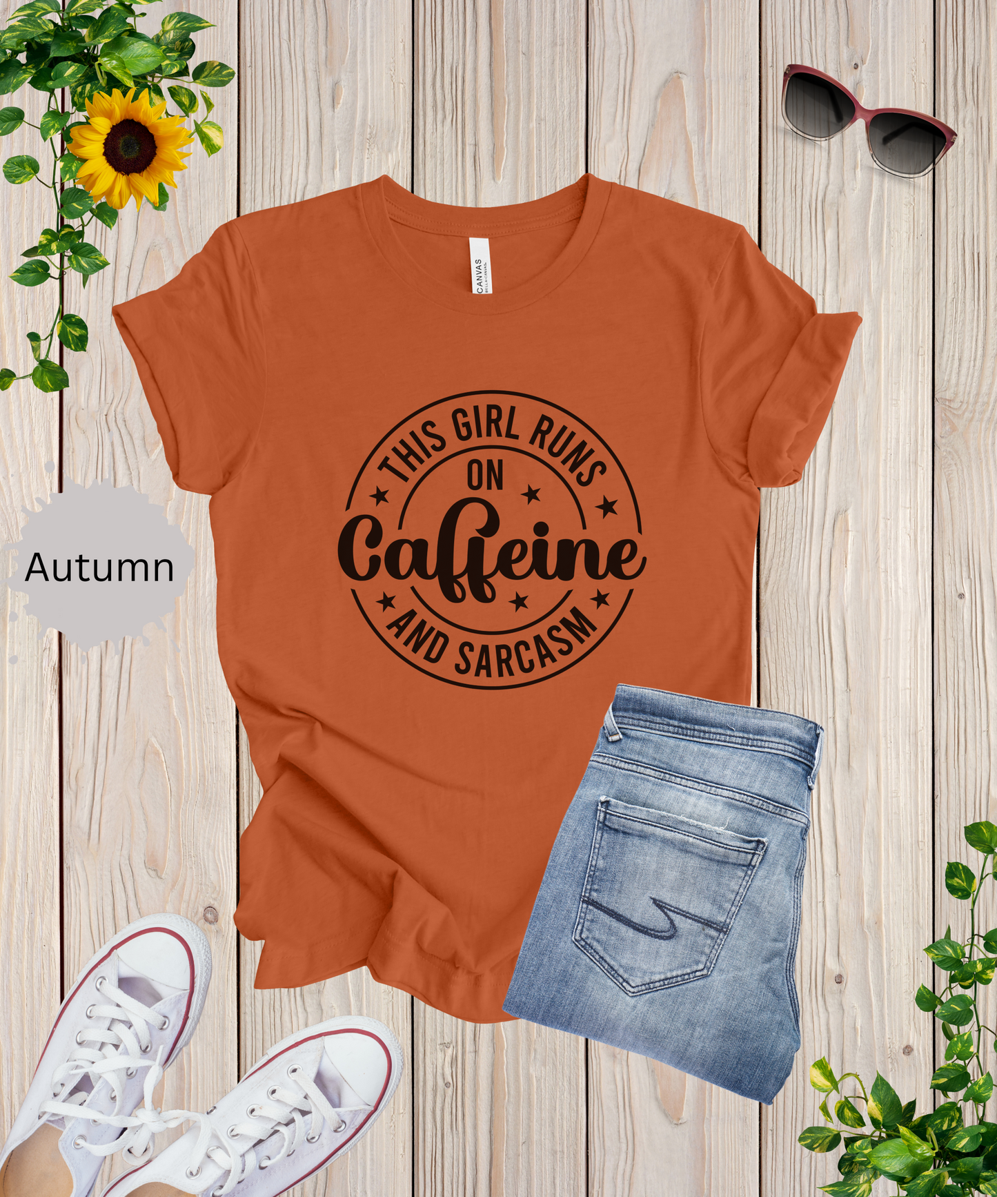 Running on Caffeine and Sarcasm T-Shirt