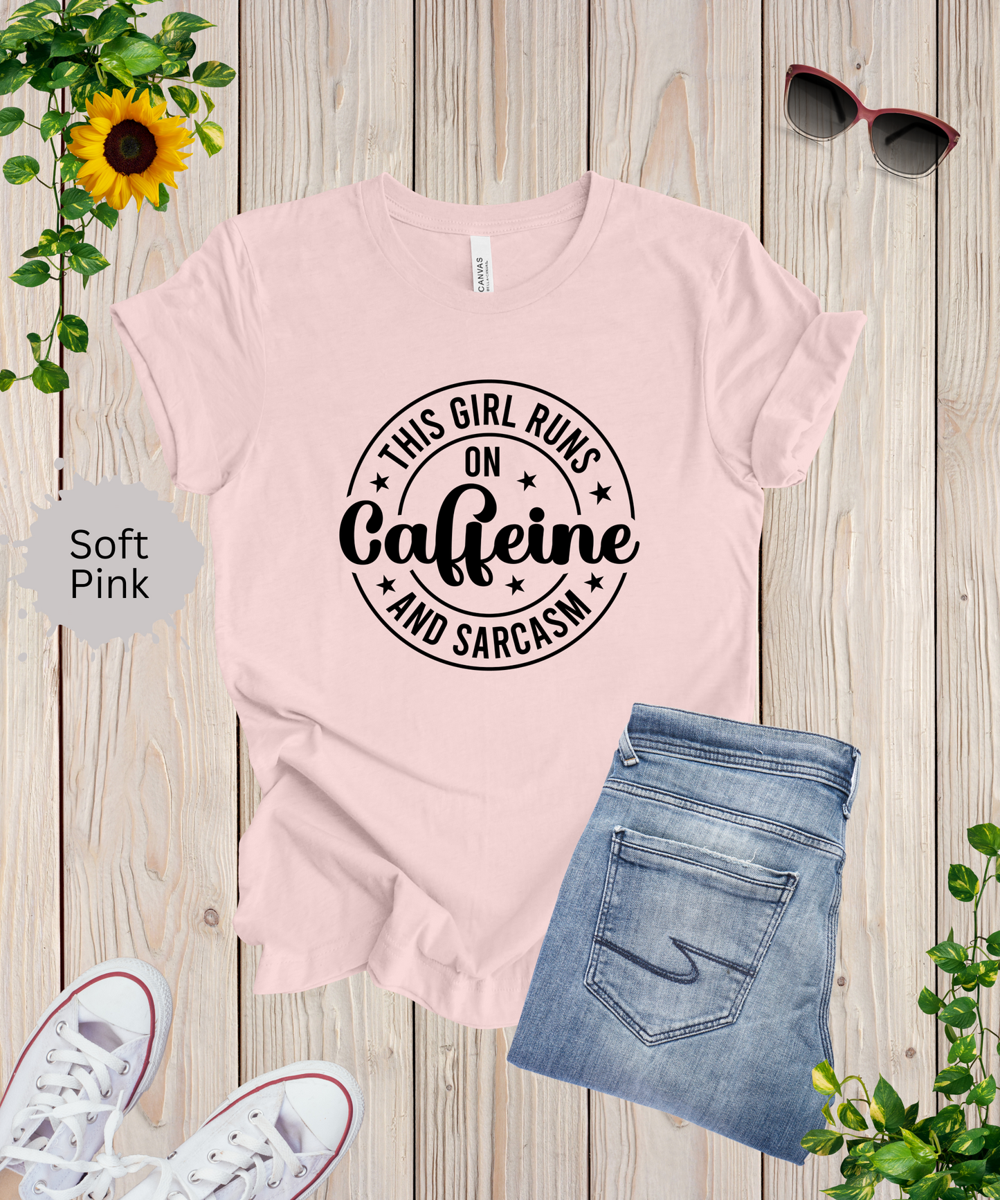Running on Caffeine and Sarcasm T-Shirt