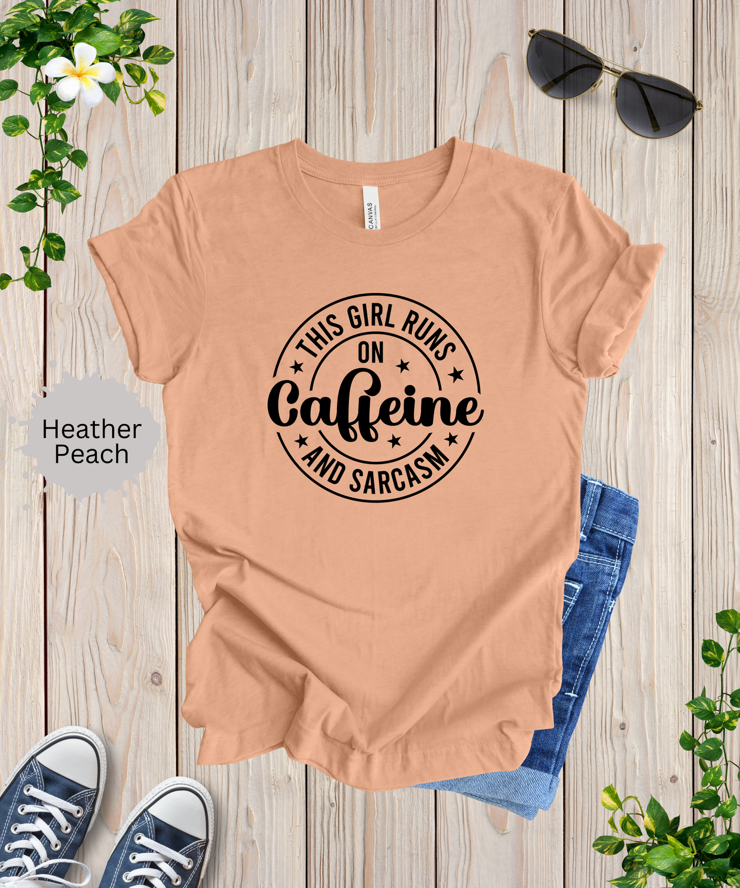 Running on Caffeine and Sarcasm T-Shirt