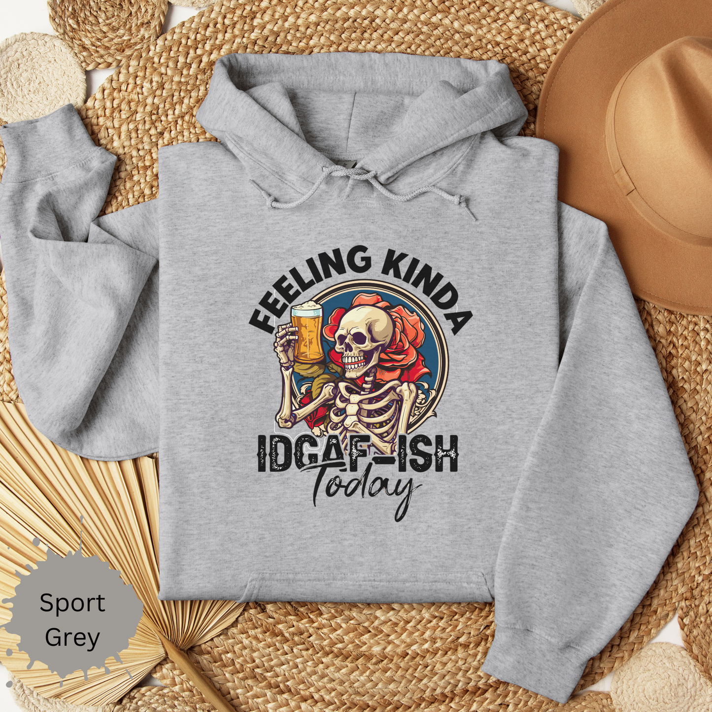Feeling IDGAFish Skeleton Hooded Sweatshirt