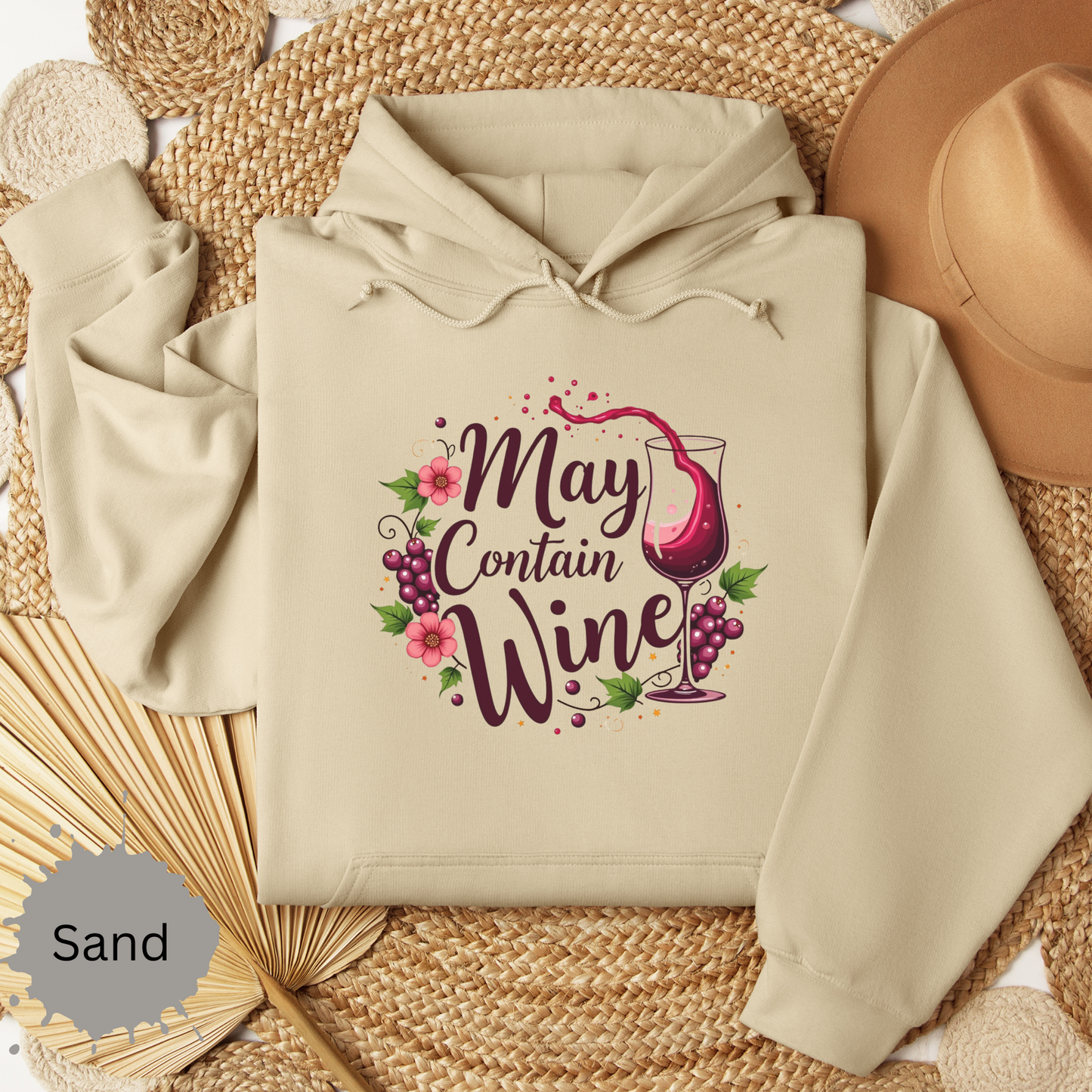 May Contain Wine Hooded Sweatshirt