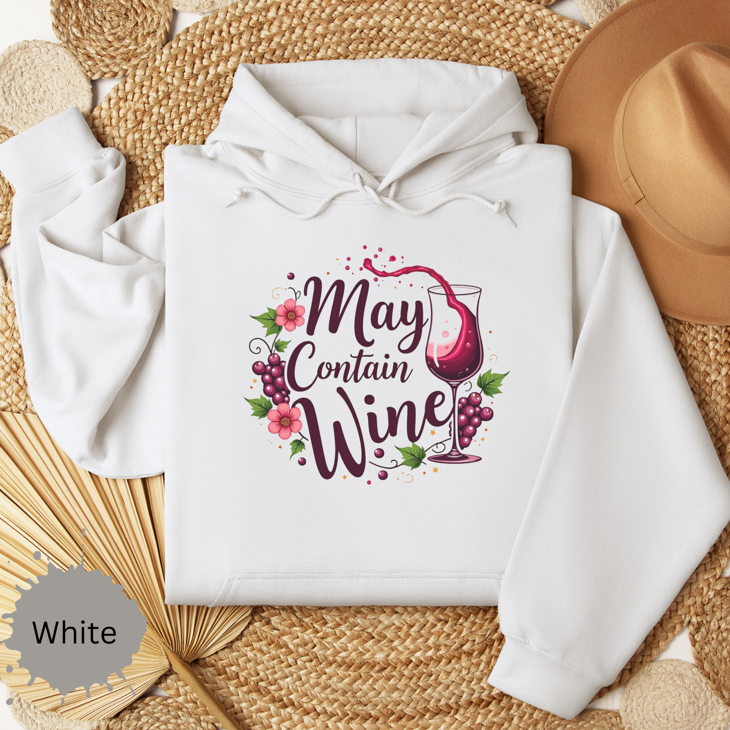 May Contain Wine Hooded Sweatshirt