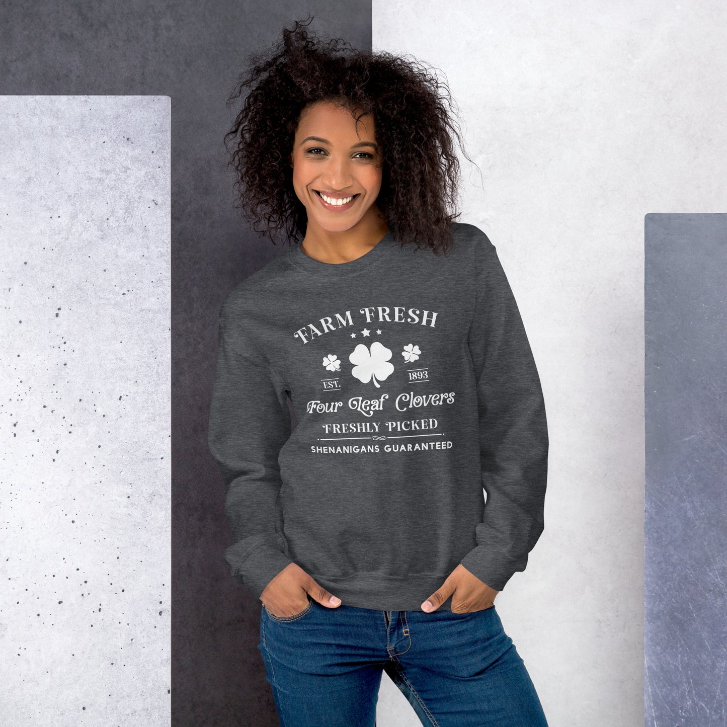 Farm Fresh Four-Leaf Clovers Freshly Picked. Shenanigans Guaranteed Pullover Sweatshirt