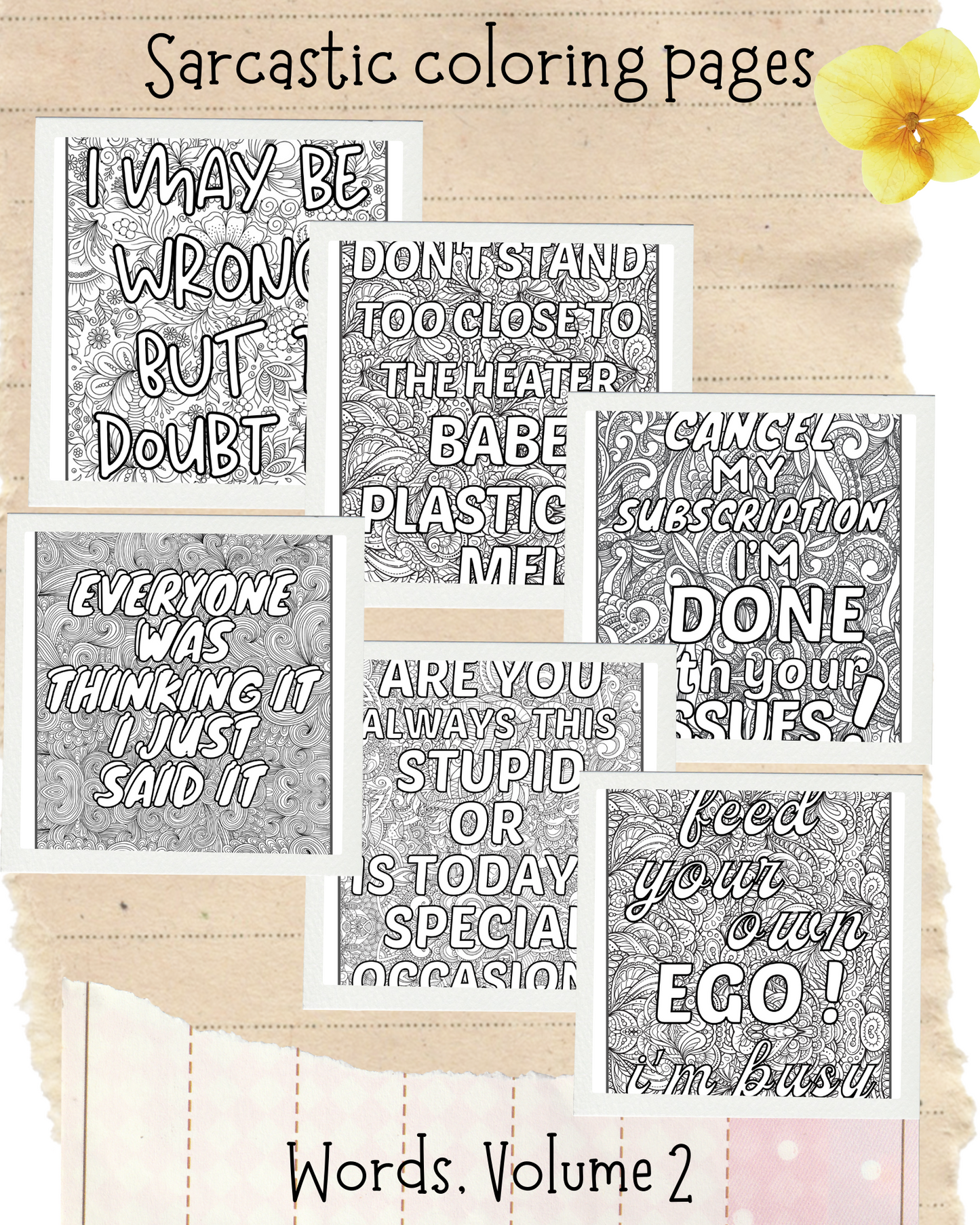 Sarcastic Coloring Pages - Words Volume 2