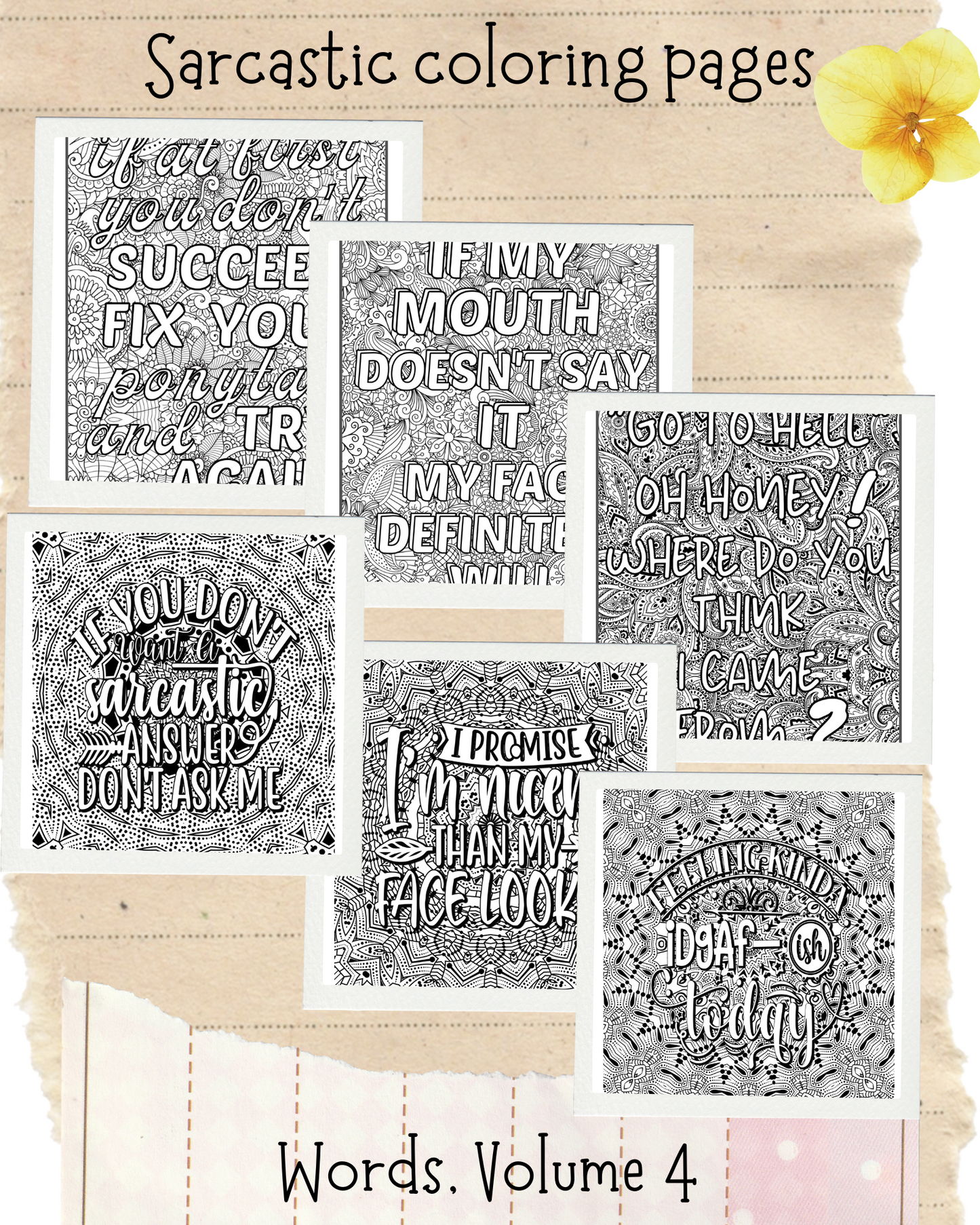 Sarcastic Coloring Pages - Words Volume 4