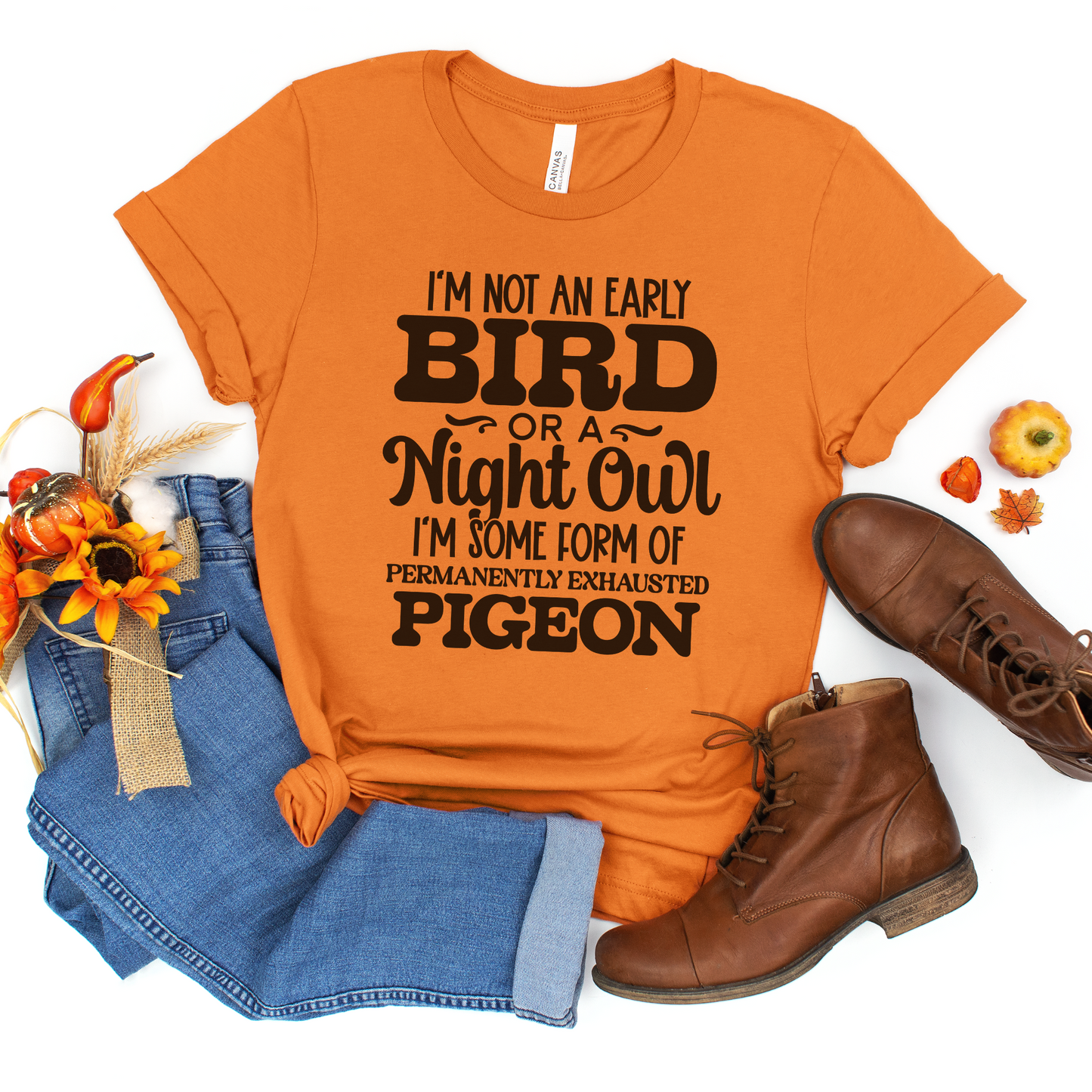 Permanently Exhausted Pigeon Tee: Casual Comfort with a Hint of Humor