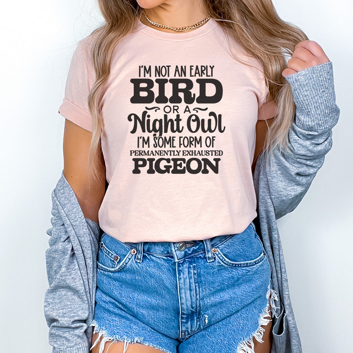 Permanently Exhausted Pigeon Tee: Casual Comfort with a Hint of Humor