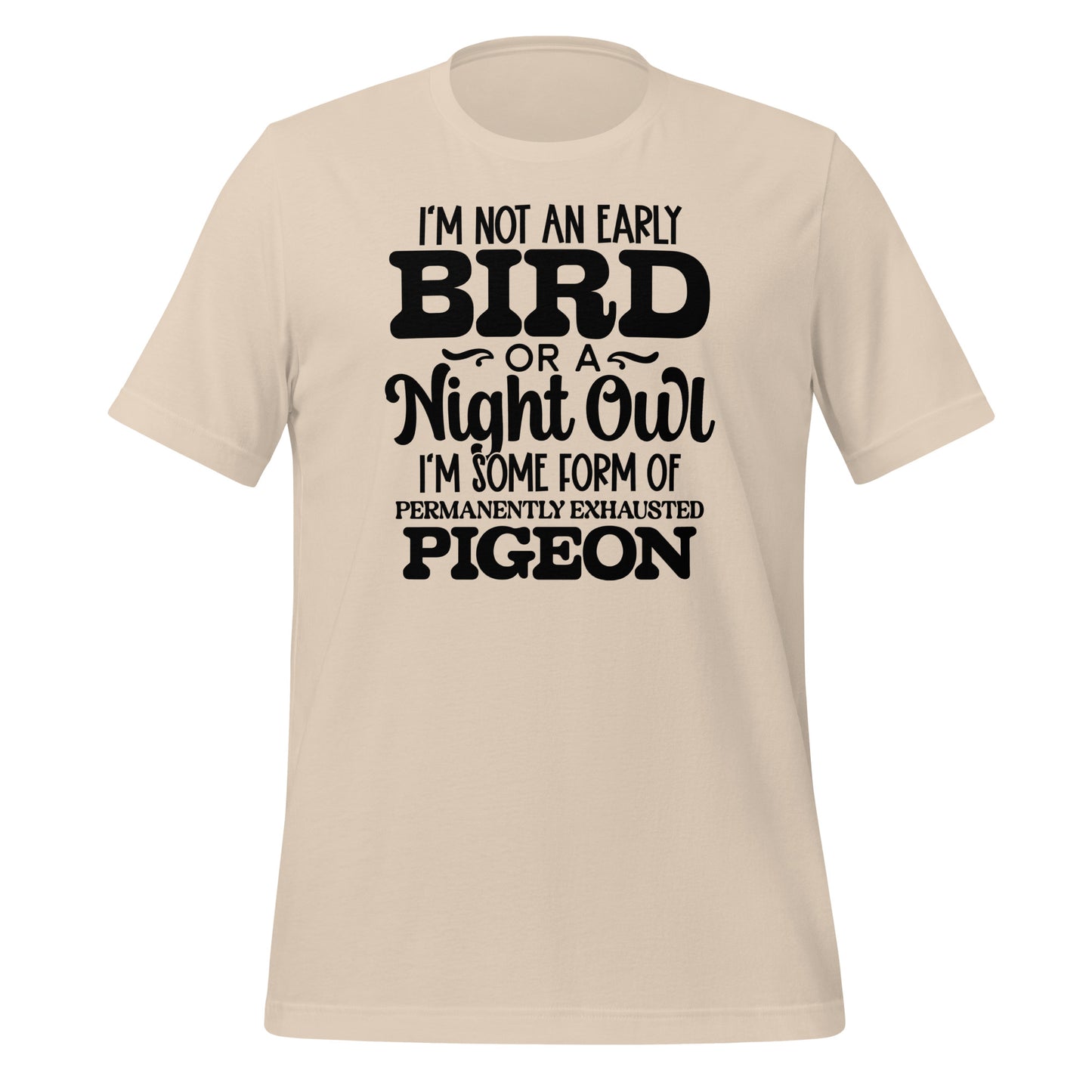 Permanently Exhausted Pigeon Tee: Casual Comfort with a Hint of Humor