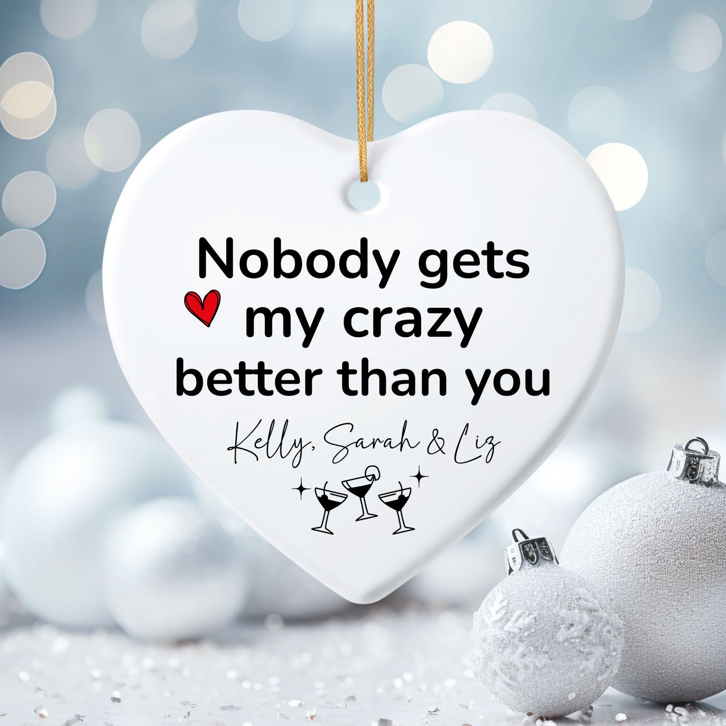 Craziest Together Bestie Ceramic Ornament