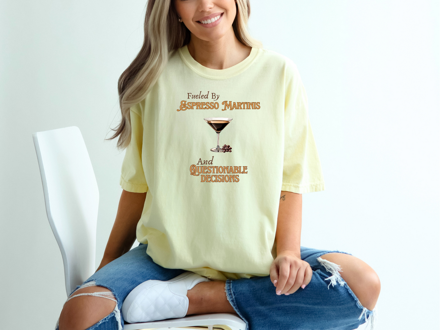 Espresso Martinis and Questionable Decisions Comfort Colors Crewneck Tshirt