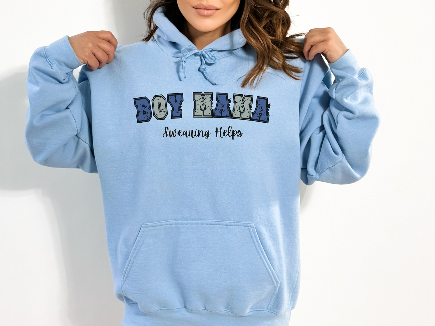 Boy Mama, Swearing Helps Pullover Hoodie