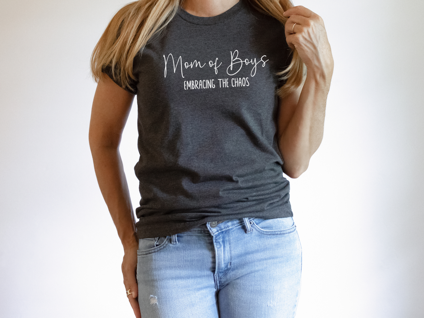 Mom of Boys, Embracing the Chaos Crewneck TShirt