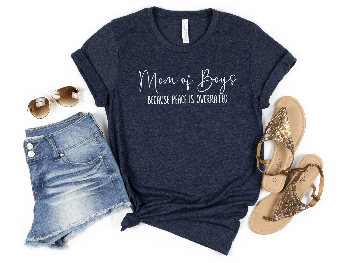 Mom of Boys, Because Peace is Overrated Crewneck TShirt