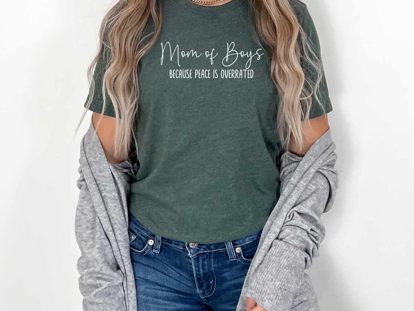 Mom of Boys, Because Peace is Overrated Crewneck TShirt