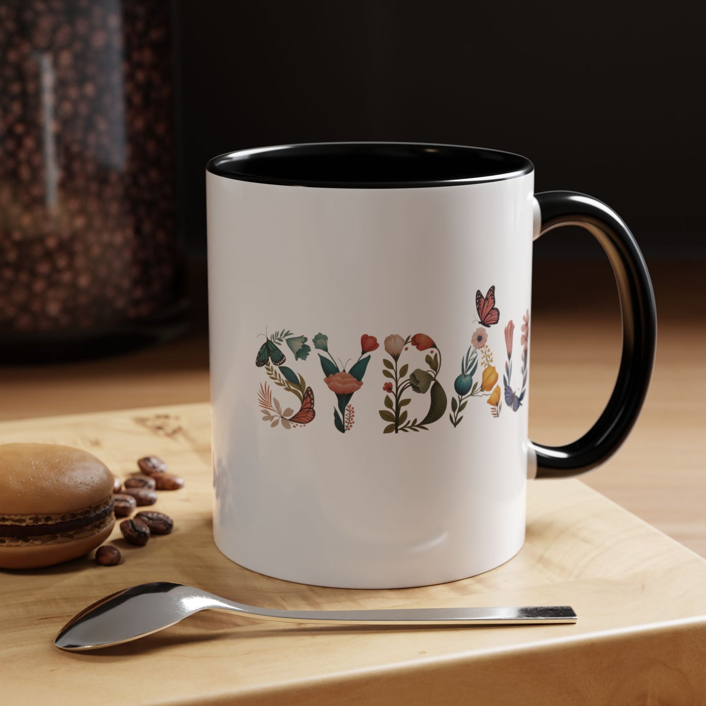 SYBAU Butterfly Floral Coffee Mug