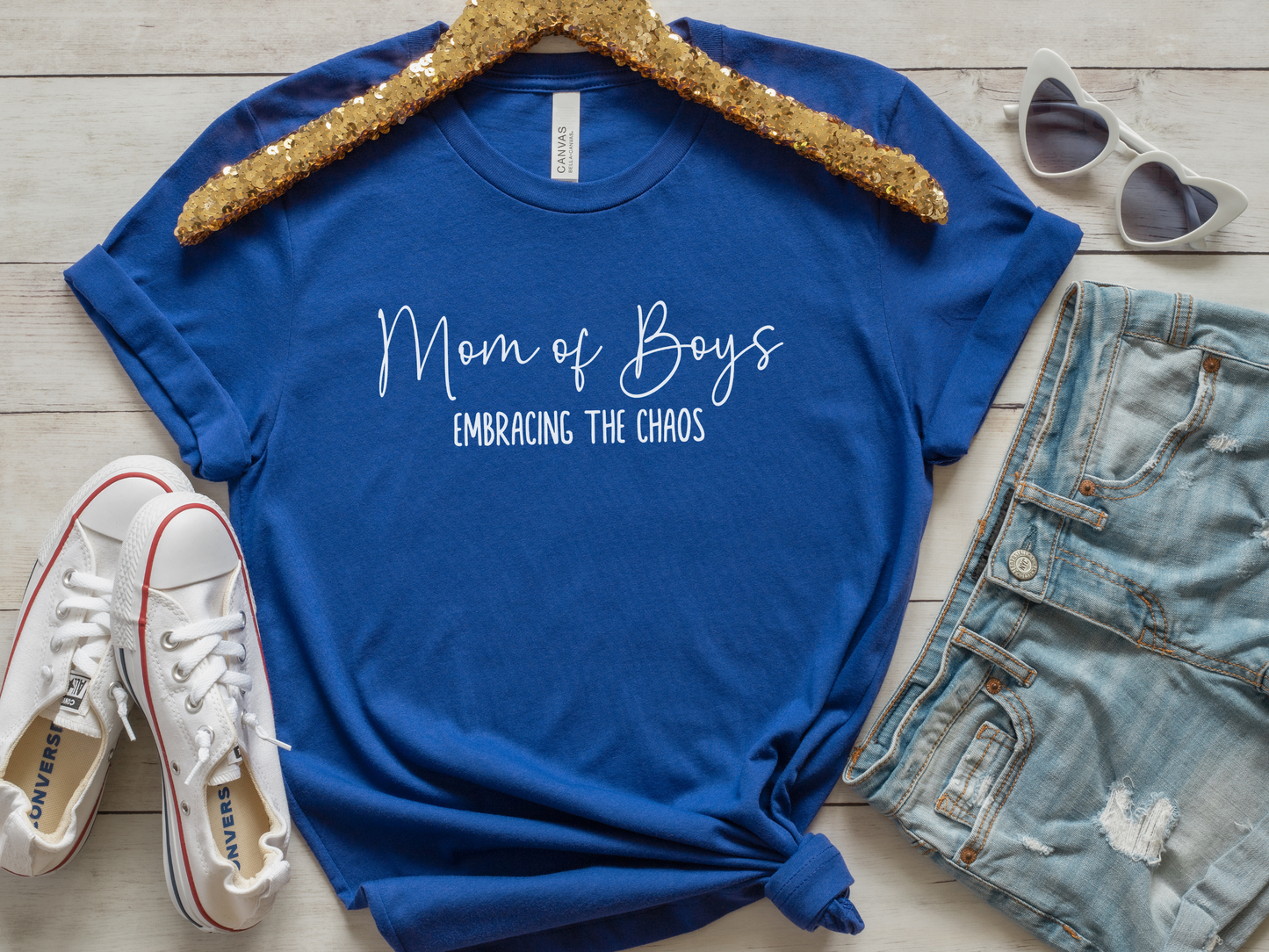 Mom of Boys, Embracing the Chaos Crewneck TShirt