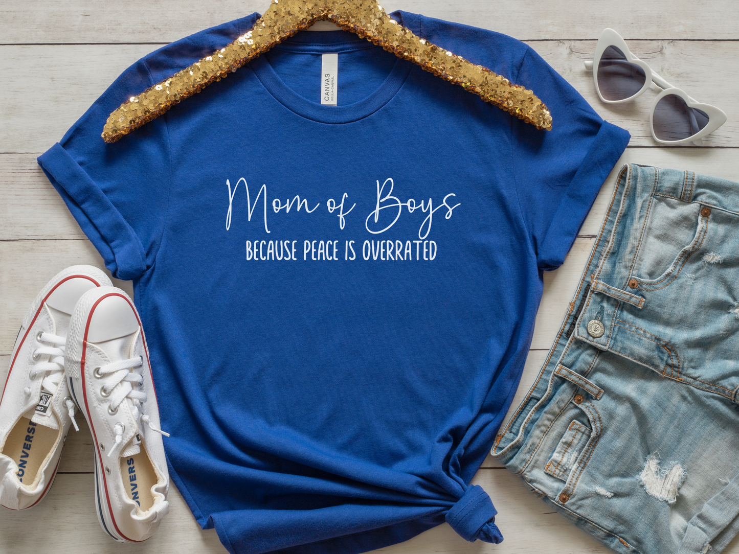 Mom of Boys, Because Peace is Overrated Crewneck TShirt