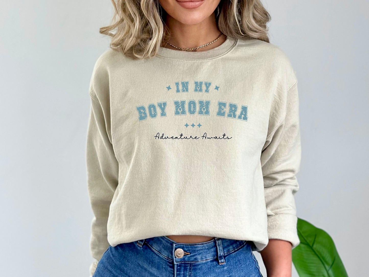 Boy Mom Era, Adventure Awaits Pullover Crewneck Sweatshirt