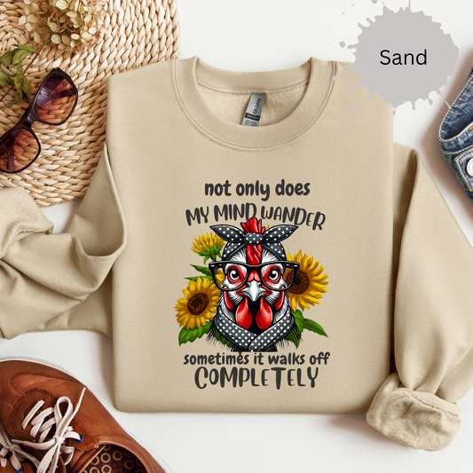 Wandering Mind Funny Chicken Crewneck Sweatshirt