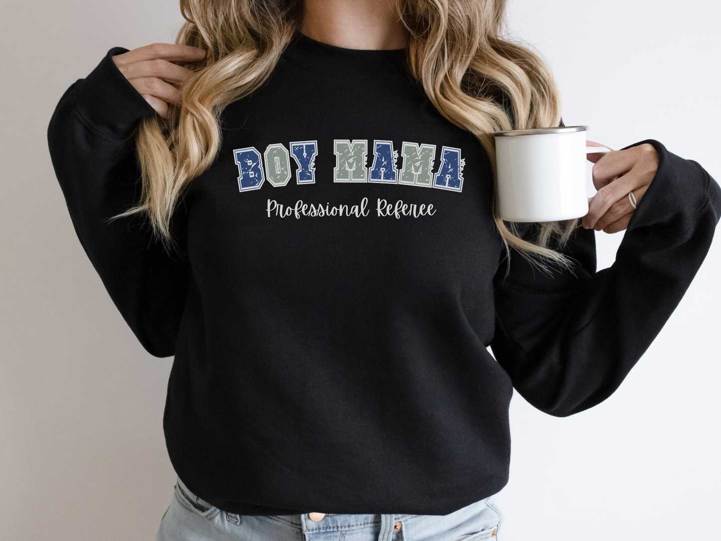 Boy Mama, Professional Referee Pullover Crewneck Sweatshirt