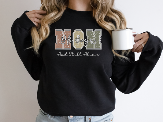 Mom of Boys, But Still Alive Crewneck Sweatshirt