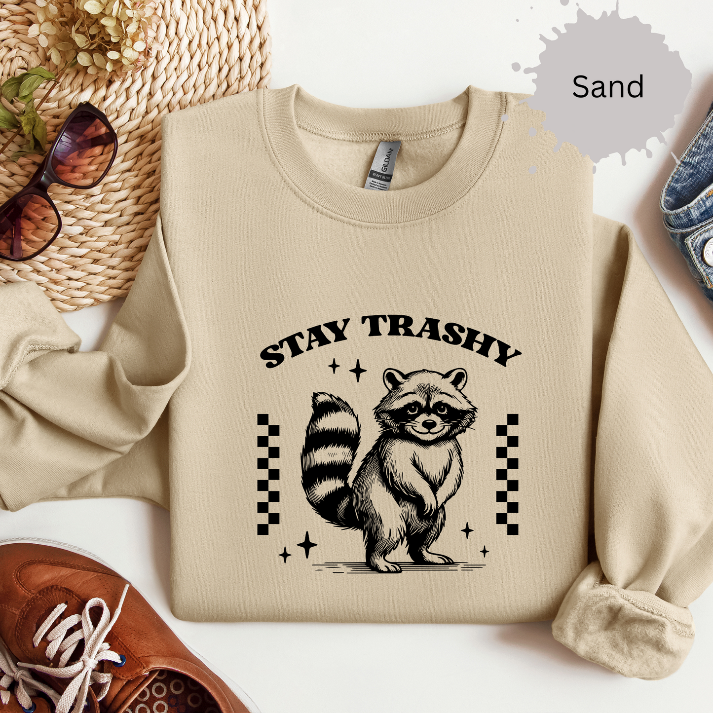 Stay Trashy Racoon Crewneck Sweatshirt