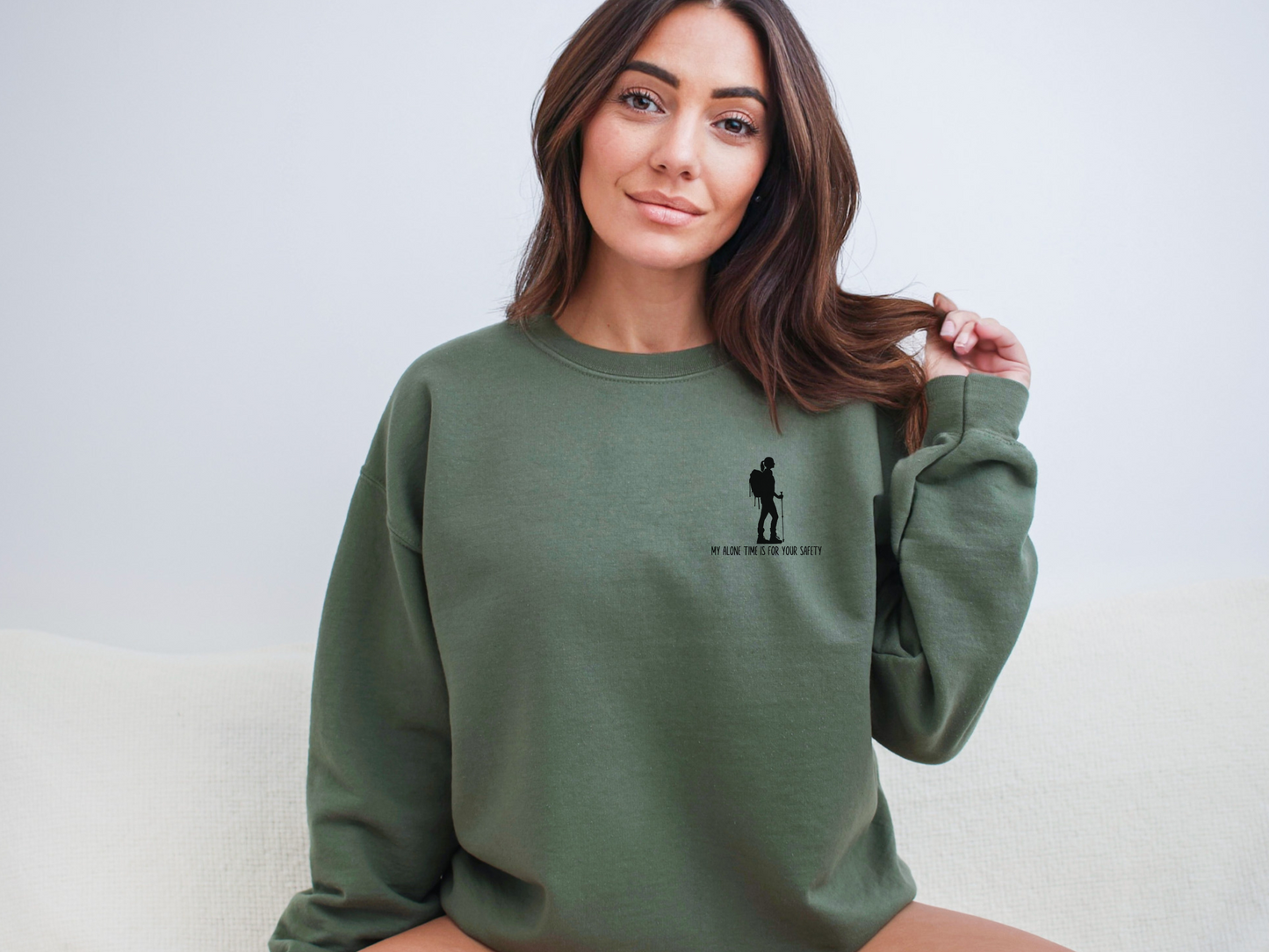 My Alone Time is for Your Safety, Pullover Crewneck Hiking Sweatshirt