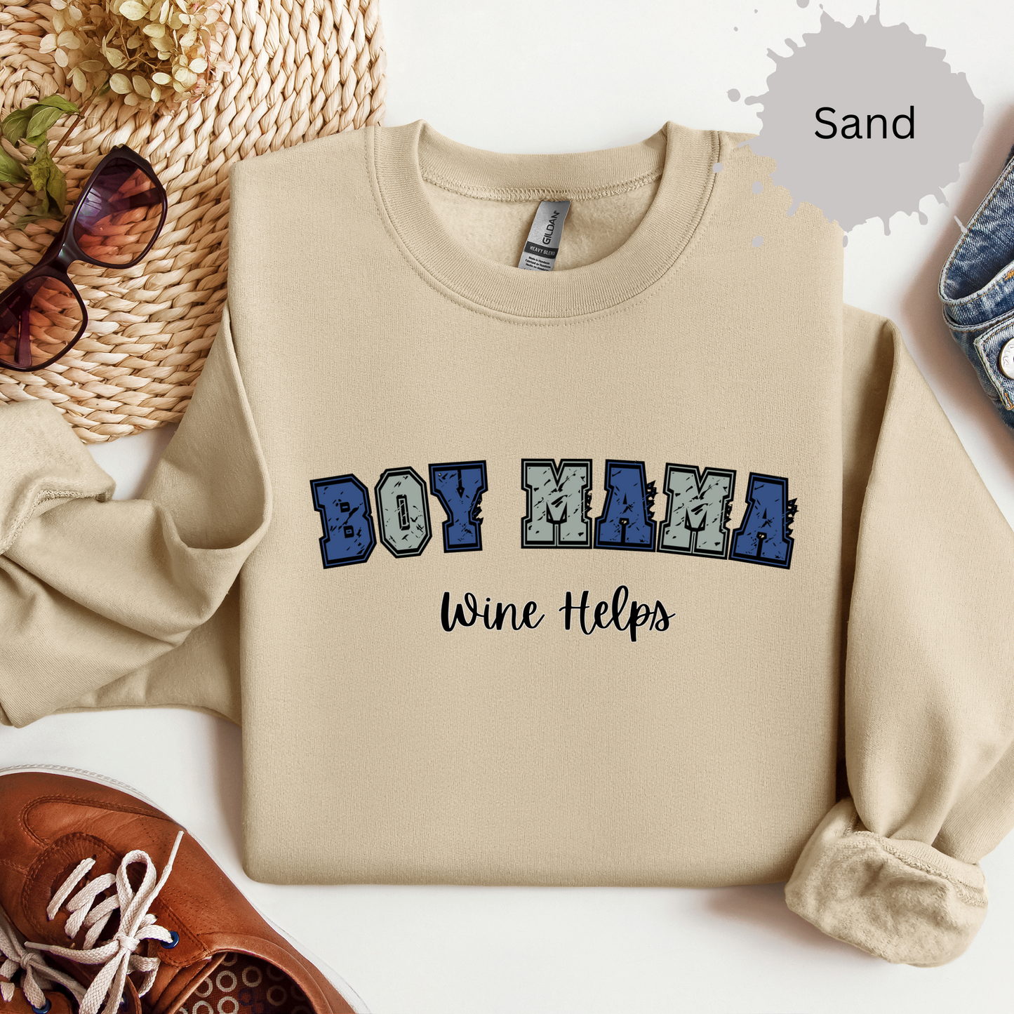 Boy Mams Drink Wine Crewneck Sweatshirt