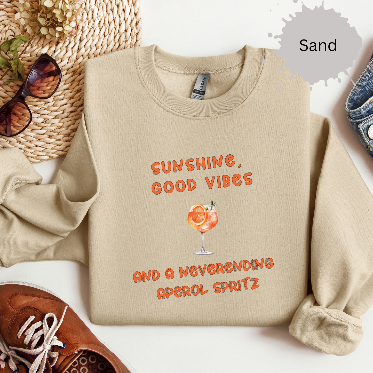 Good Vibes and Bottomless Aperol Crewneck Sweatshirt