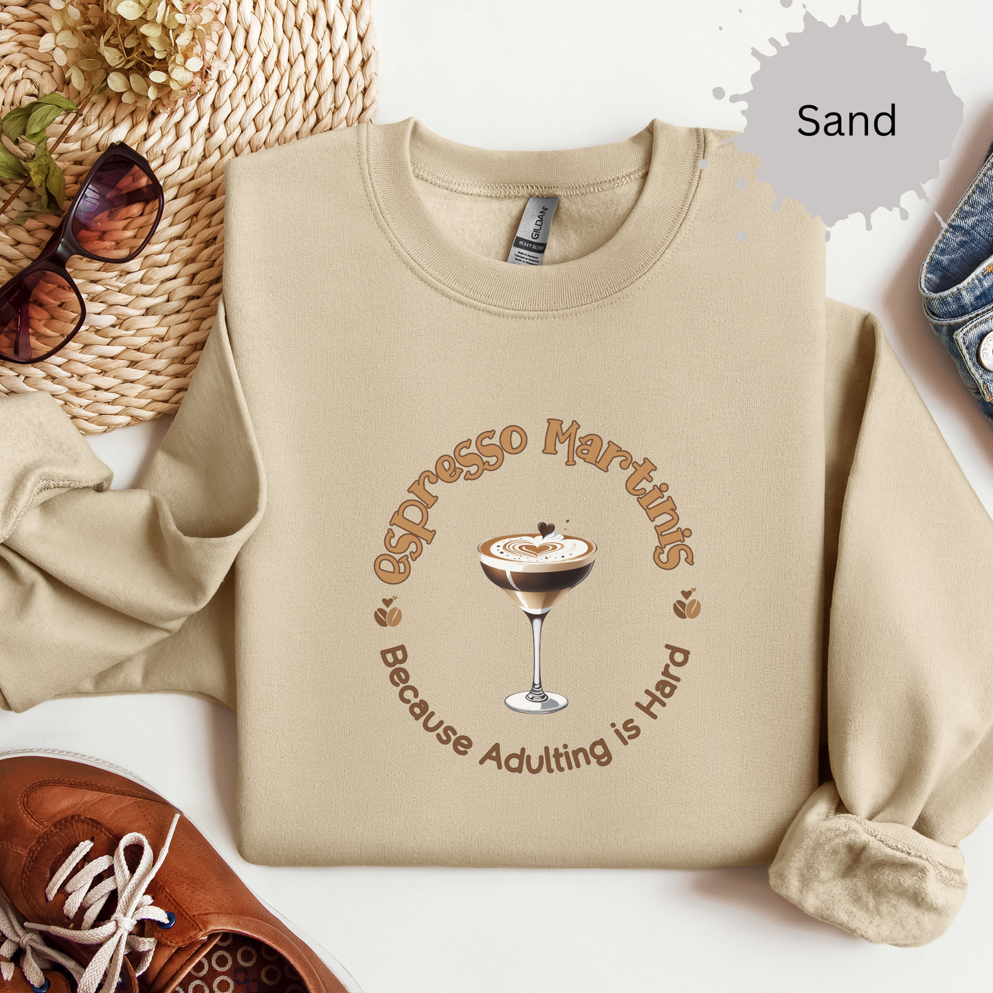 No Adulting Without Espresso Martinis Crewneck Sweatshirt