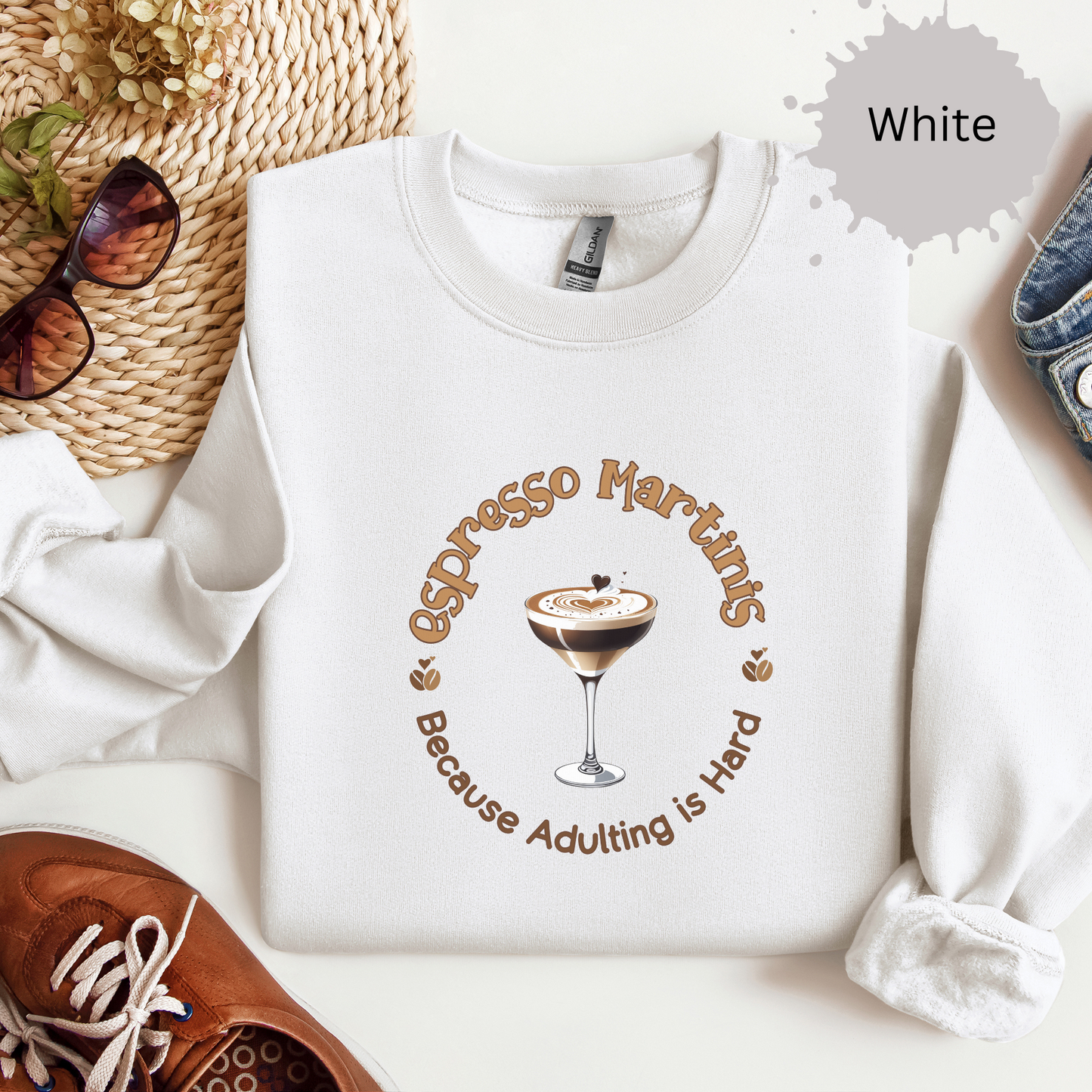 No Adulting Without Espresso Martinis Crewneck Sweatshirt