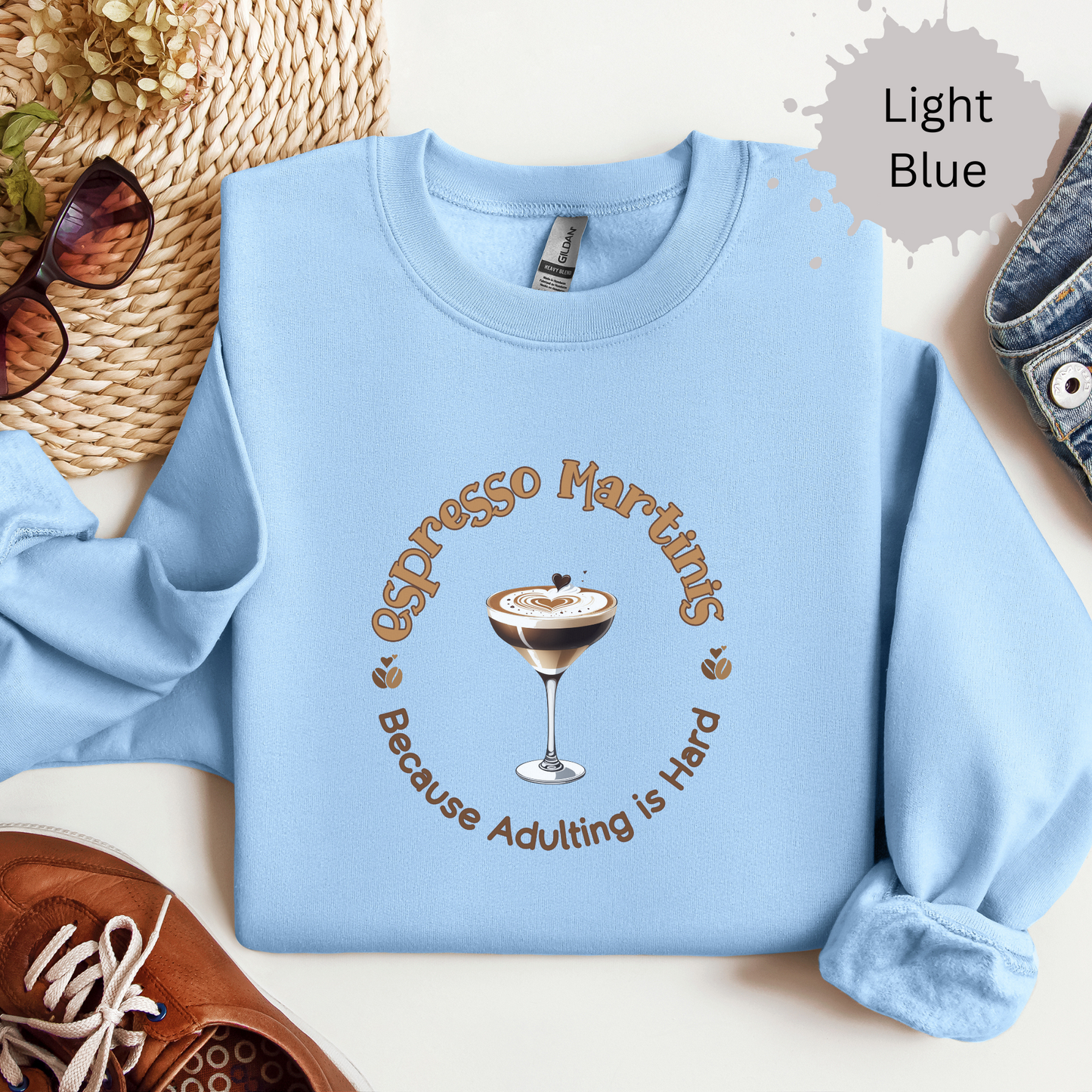 No Adulting Without Espresso Martinis Crewneck Sweatshirt