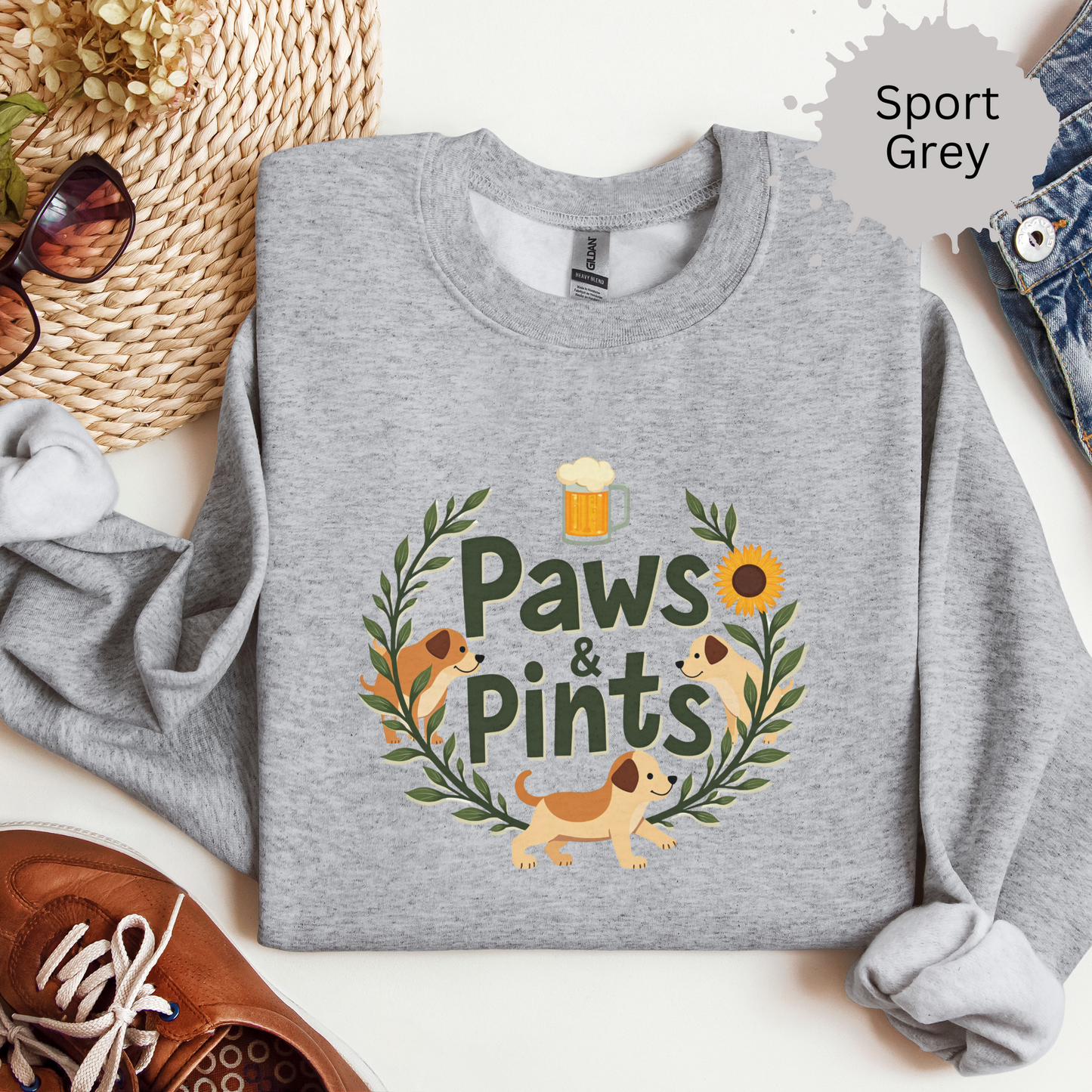 Paws and Pints time Crewneck Sweatshirt