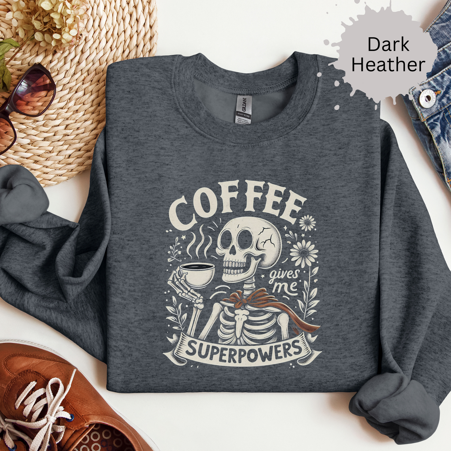 Superhero Fueled by Coffee Crewneck Sweatshirt