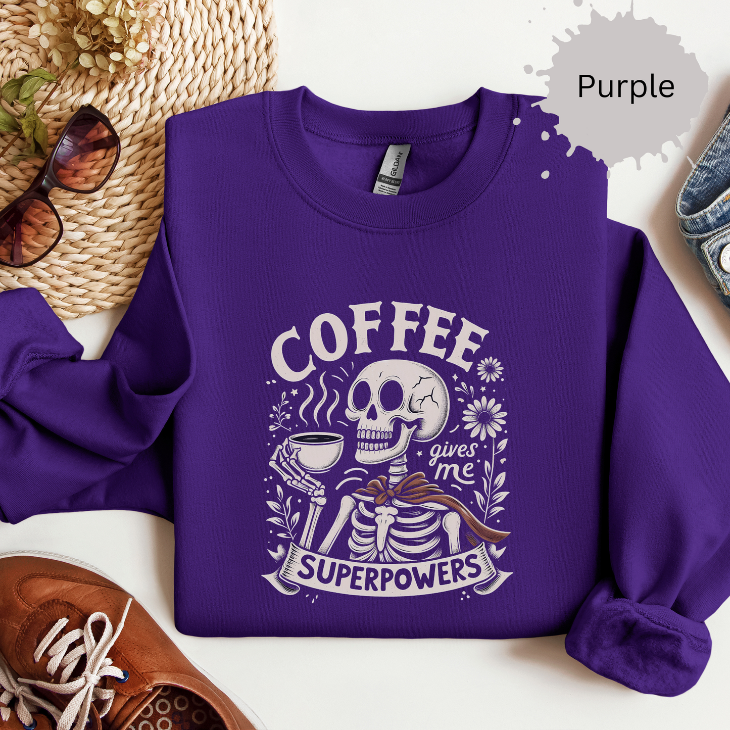 Superhero Fueled by Coffee Crewneck Sweatshirt