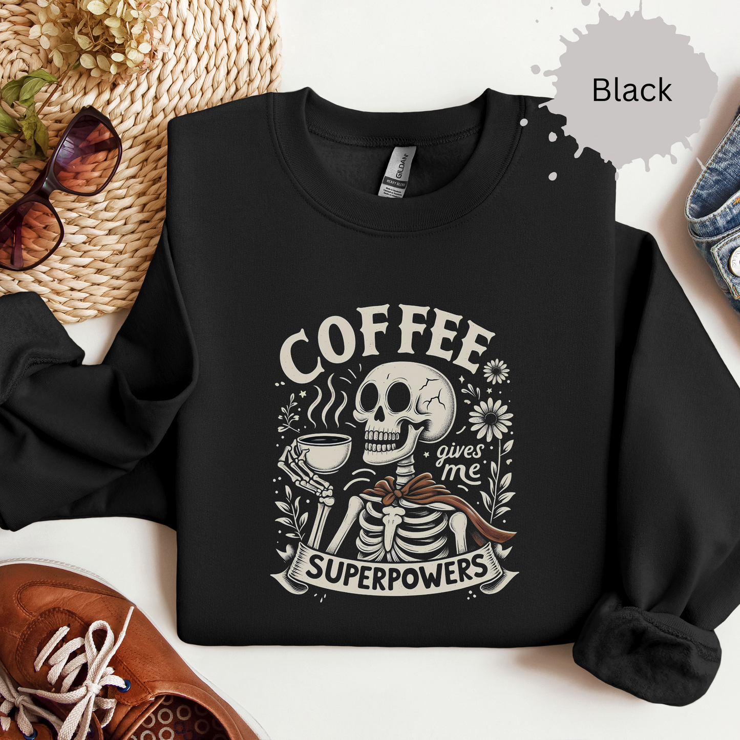 Superhero Fueled by Coffee Crewneck Sweatshirt