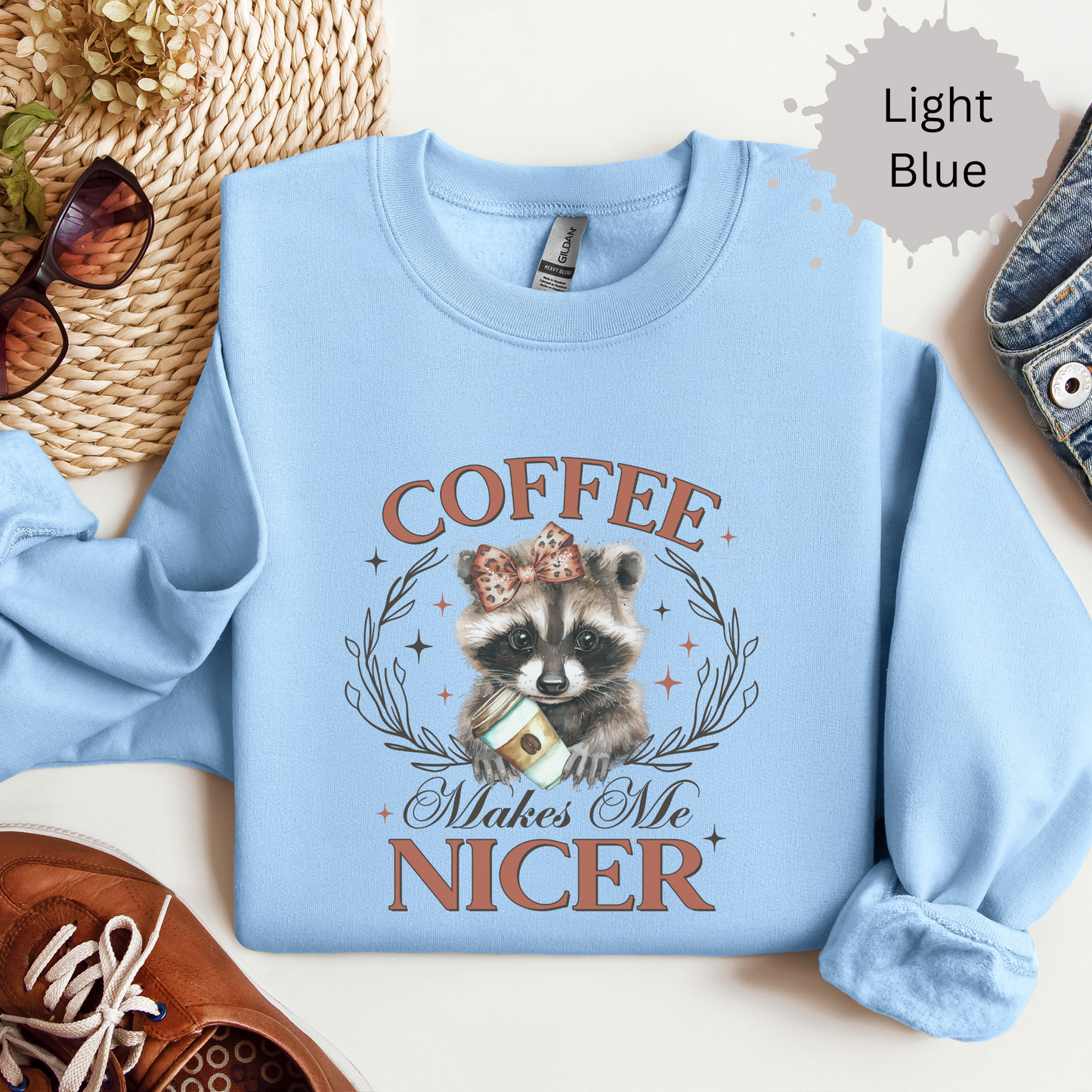 Nicer With Coffee Crewneck Sweatshirt