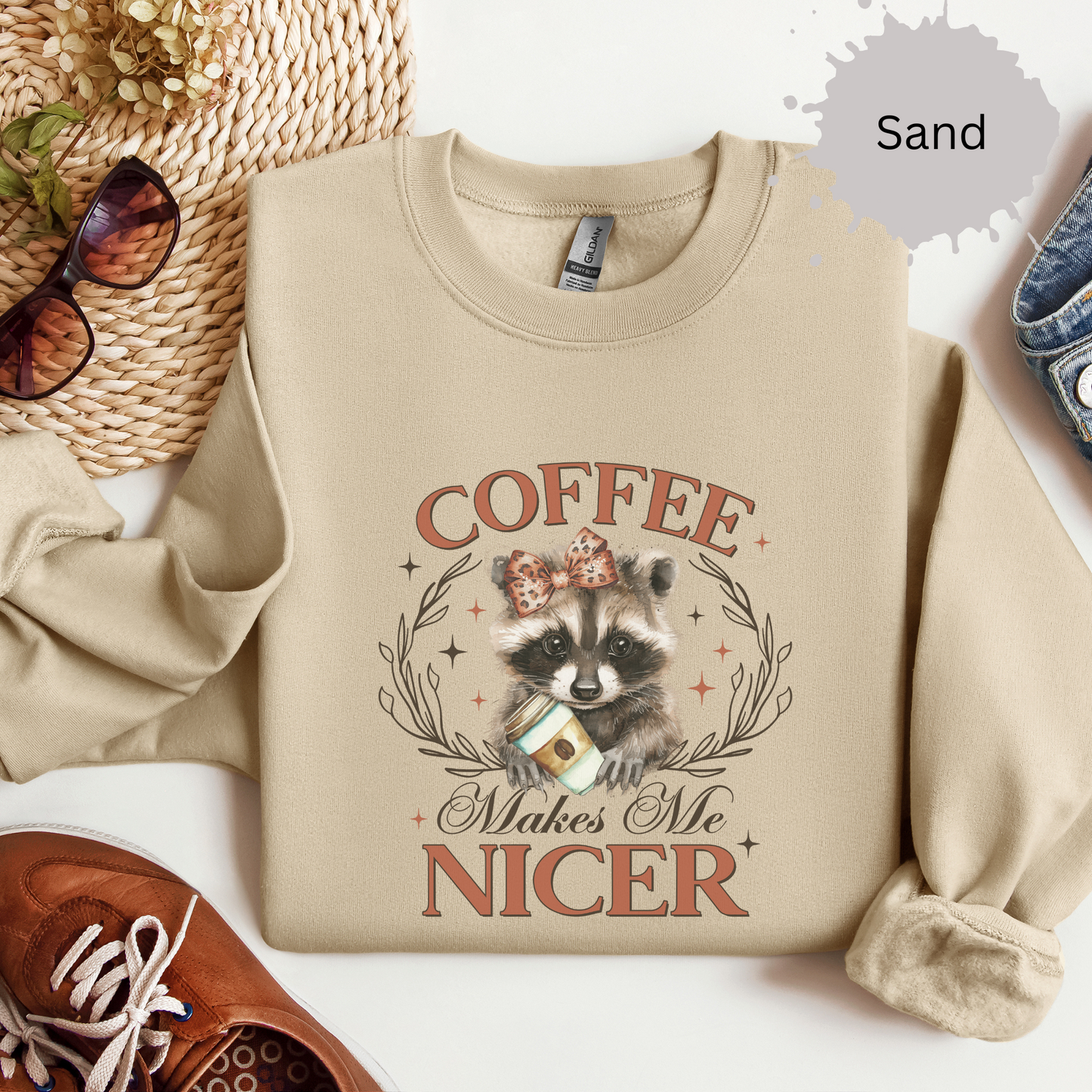 Nicer With Coffee Crewneck Sweatshirt