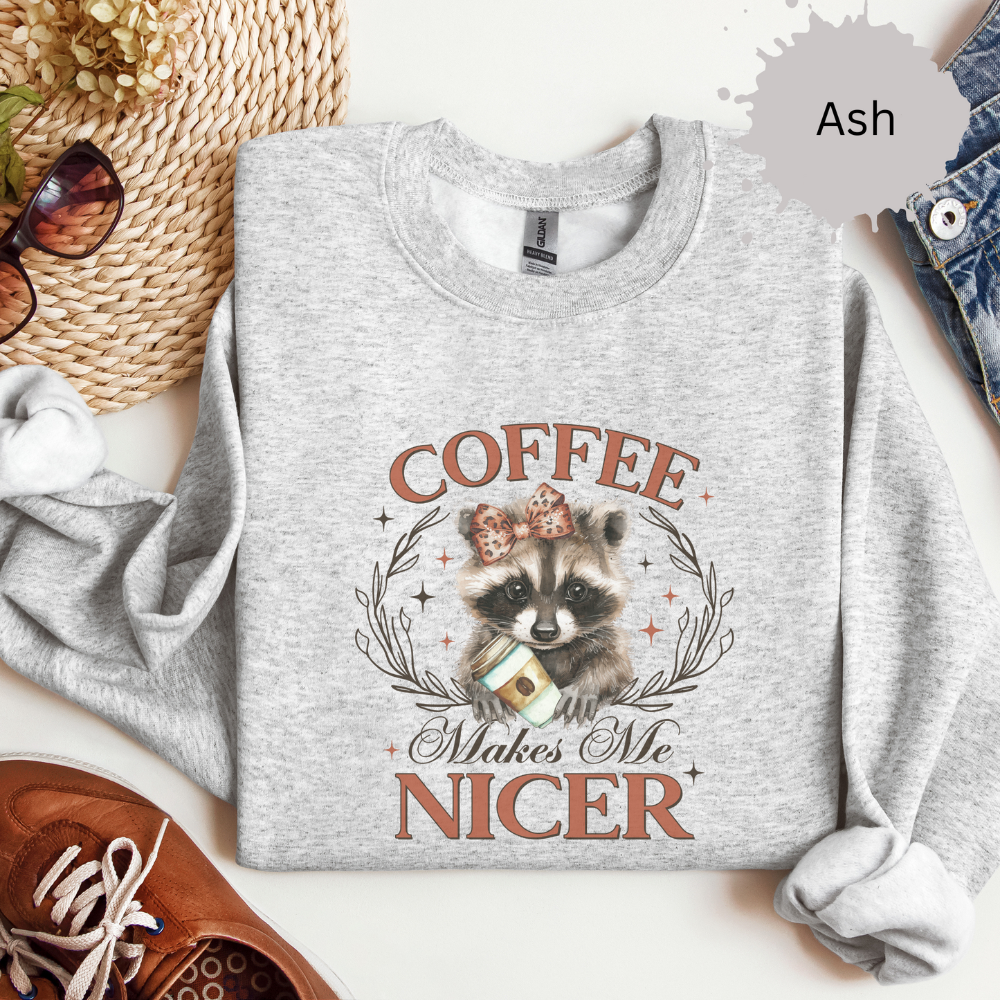 Nicer With Coffee Crewneck Sweatshirt